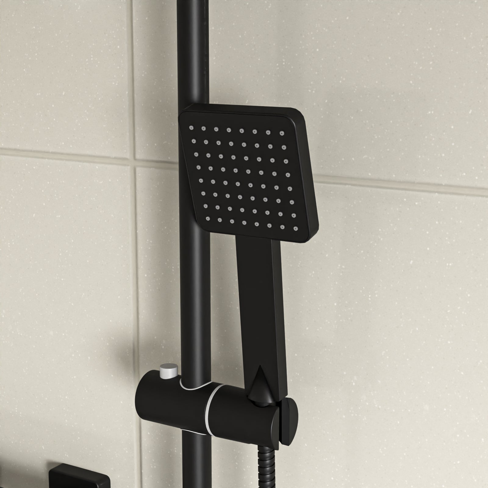 Square Exposed Shower With Handset & Thermostatic Bar Valve - Matte Black