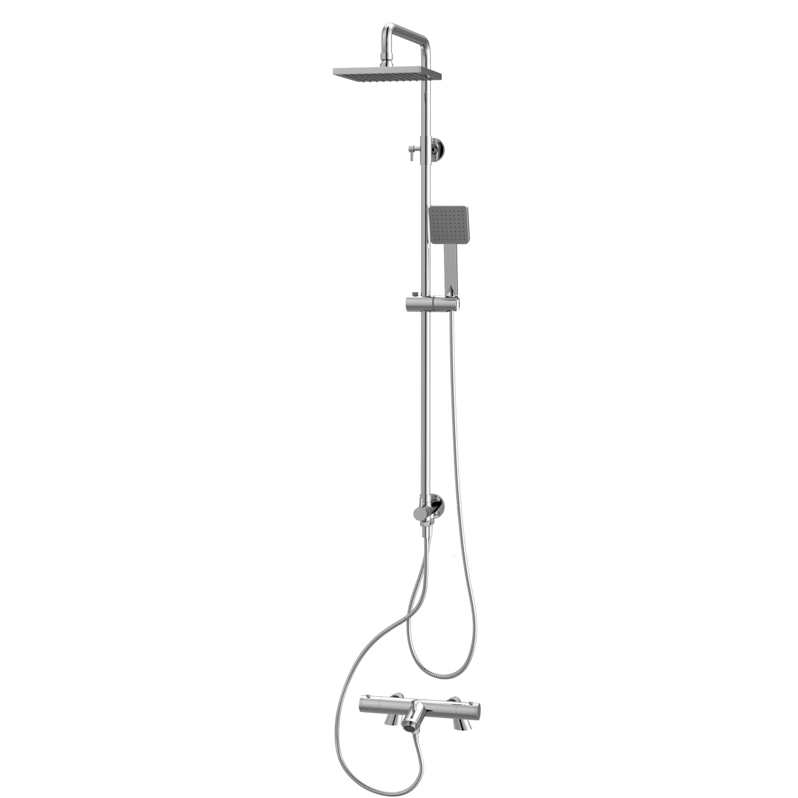 Square Exposed Shower Set, Single Mode Handset & Bath Filler - Chrome