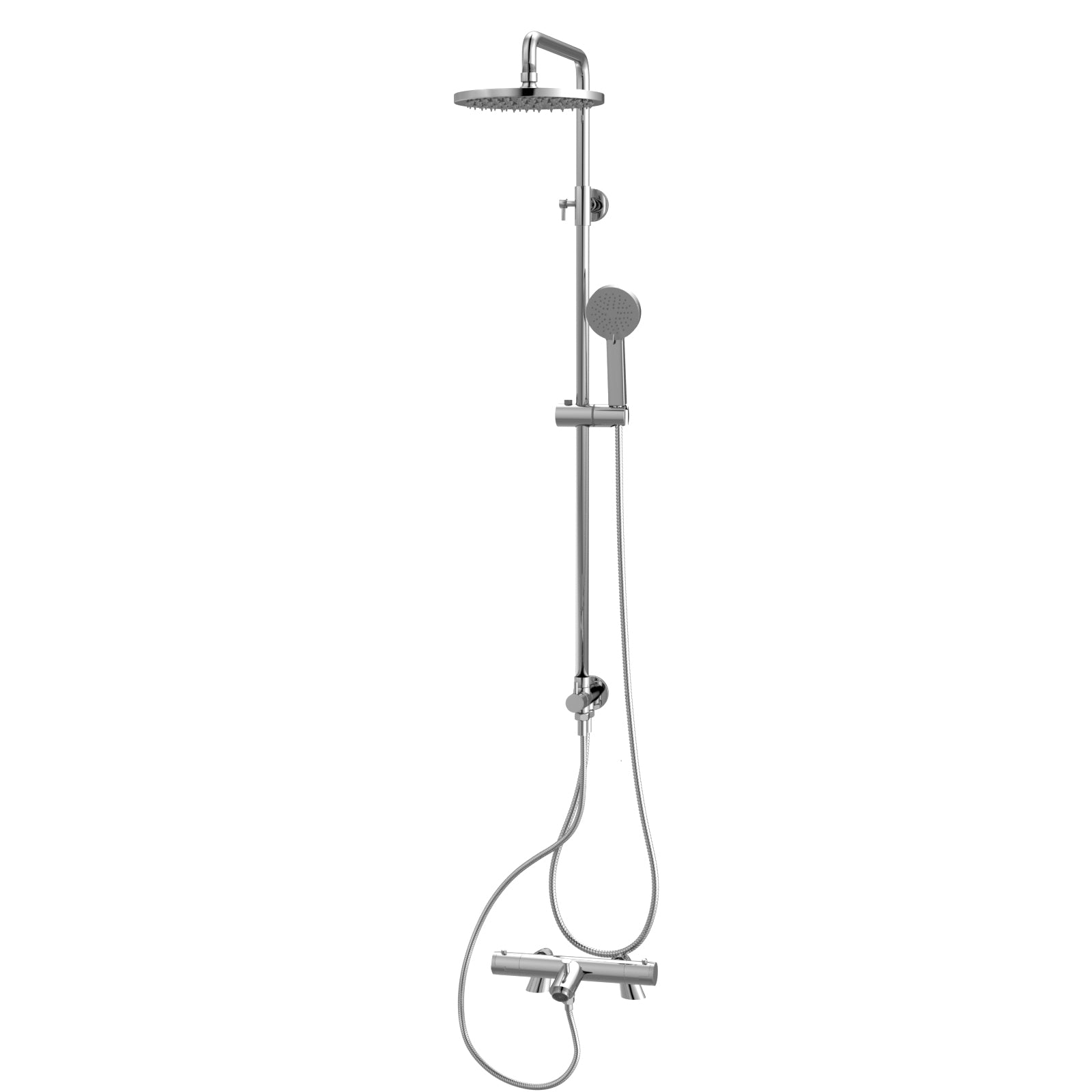 Thermostatic Exposed Bath Mixer Shower Set with 3 Mode Handset – Chrome
