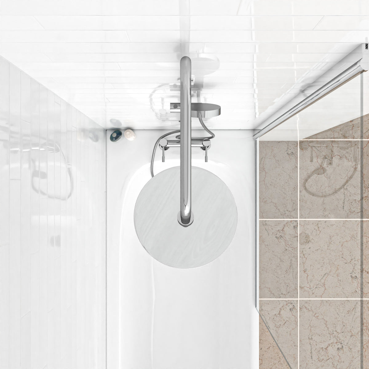 Kinver Modern Exposed Round Shower Mixer Handset & Riser Rail Kit Chrome