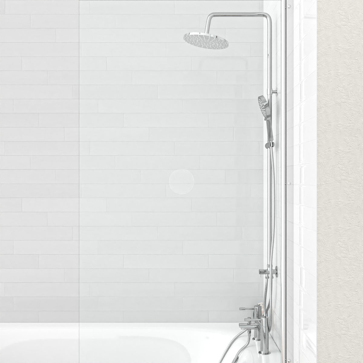 Kinver Modern Exposed Round Shower Mixer Handset & Riser Rail Kit Chrome