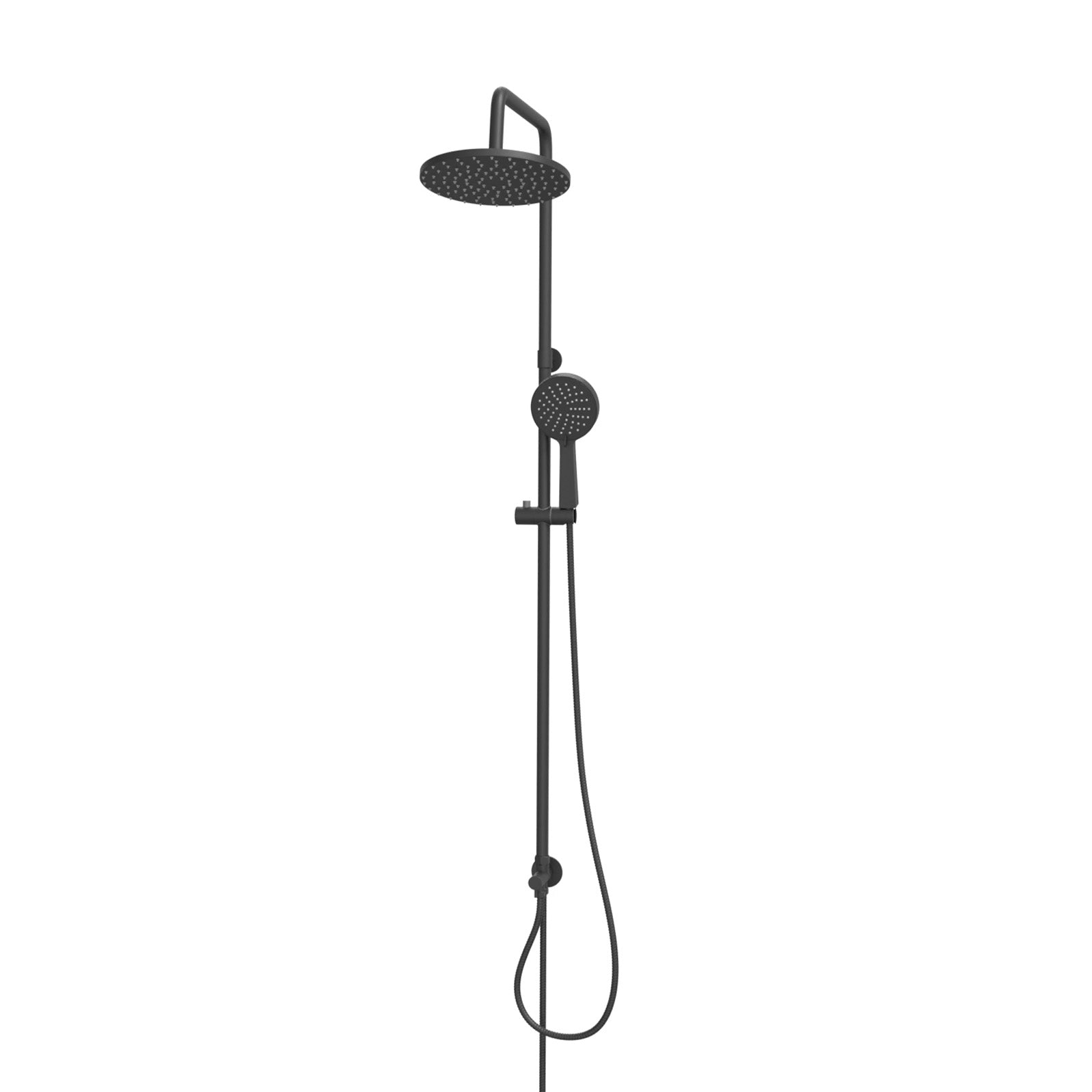 Kinver Modern Exposed Round Shower Mixer Handset & Riser Rail Kit Matte Black