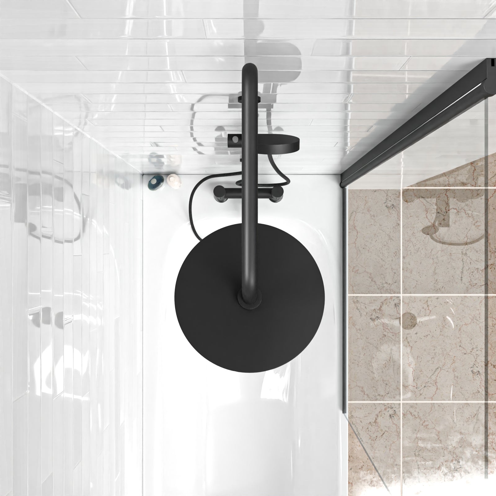 Stamford Round Riser Rail Shower Kit With Bath Mixer Tap & Handset Matte Black