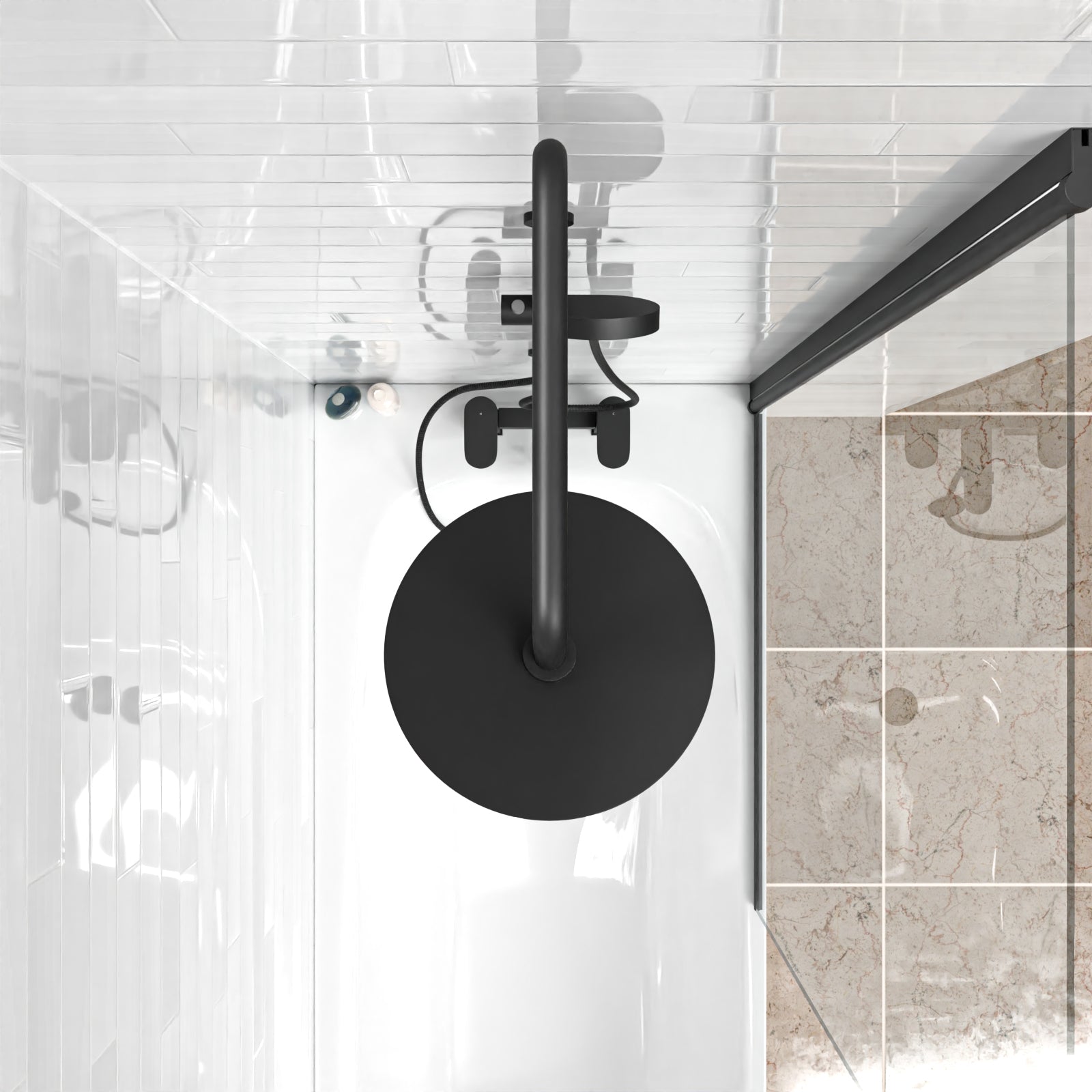 Stamford Round Riser Rail Shower Kit With Bath Filler Tap & Handset Matte Black