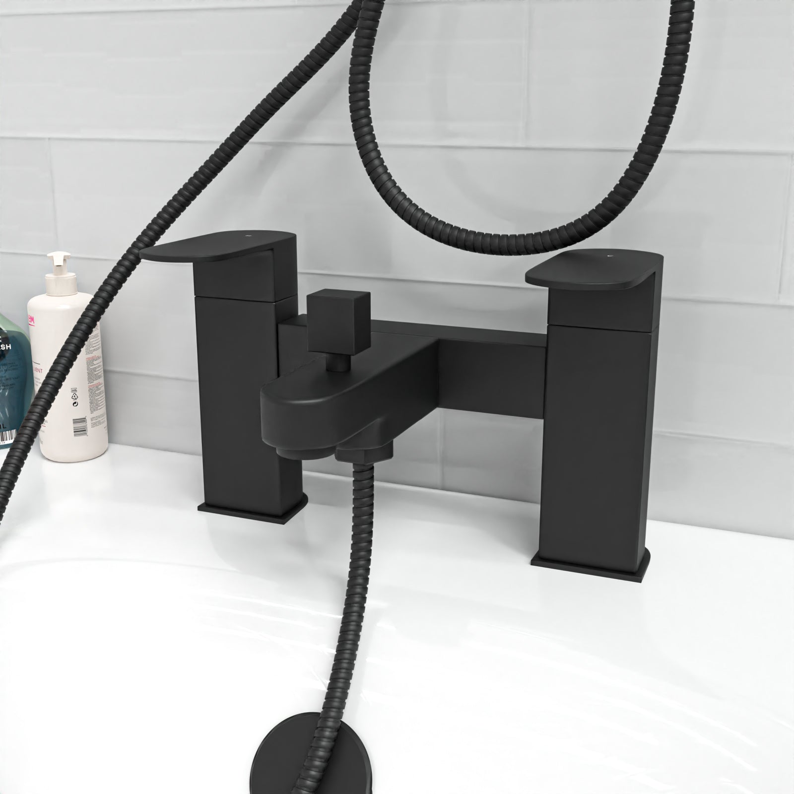 Stamford Round Riser Rail Shower Kit With Bath Filler Tap & Handset Matte Black