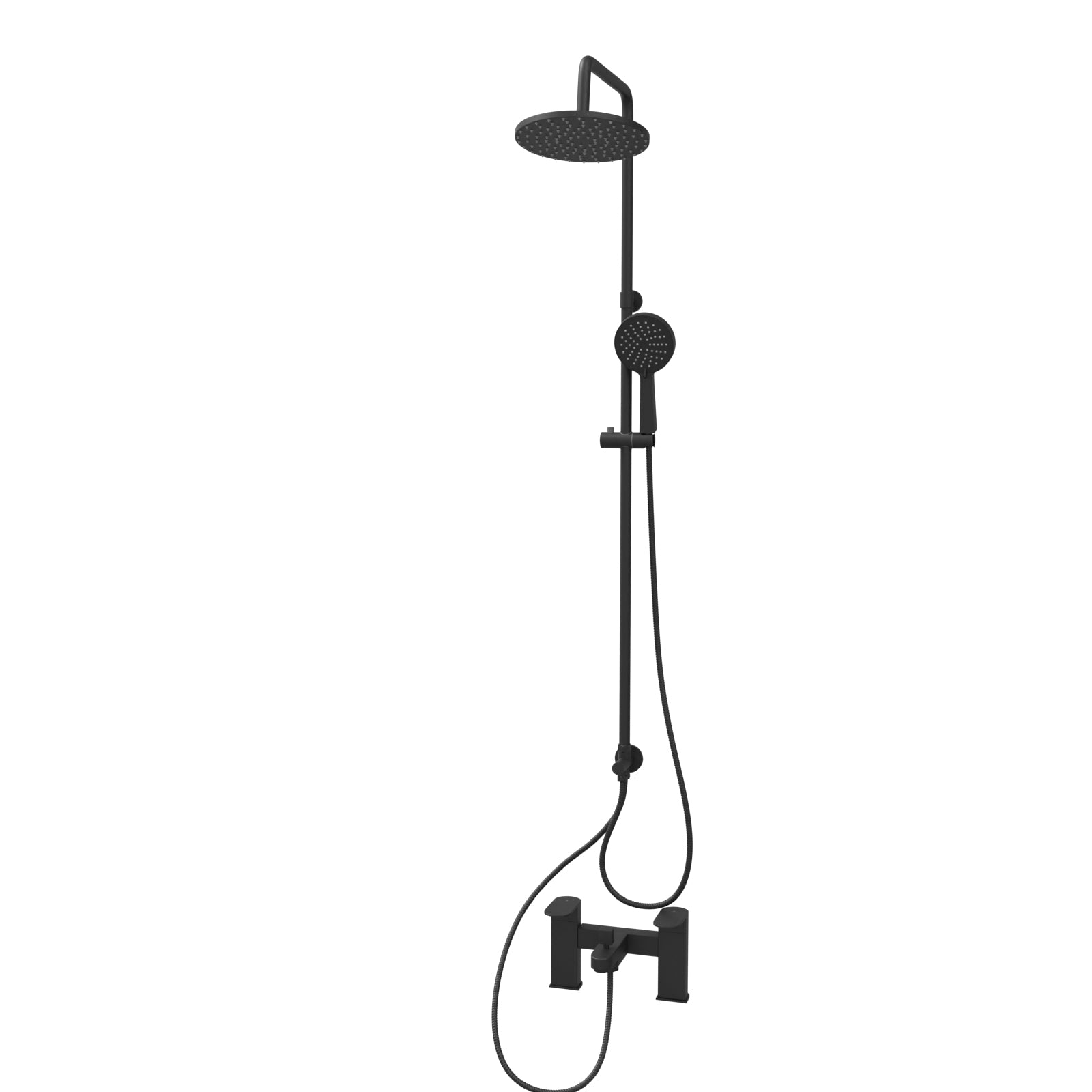 Stamford Round Riser Rail Shower Kit With Bath Filler Tap & Handset Matte Black