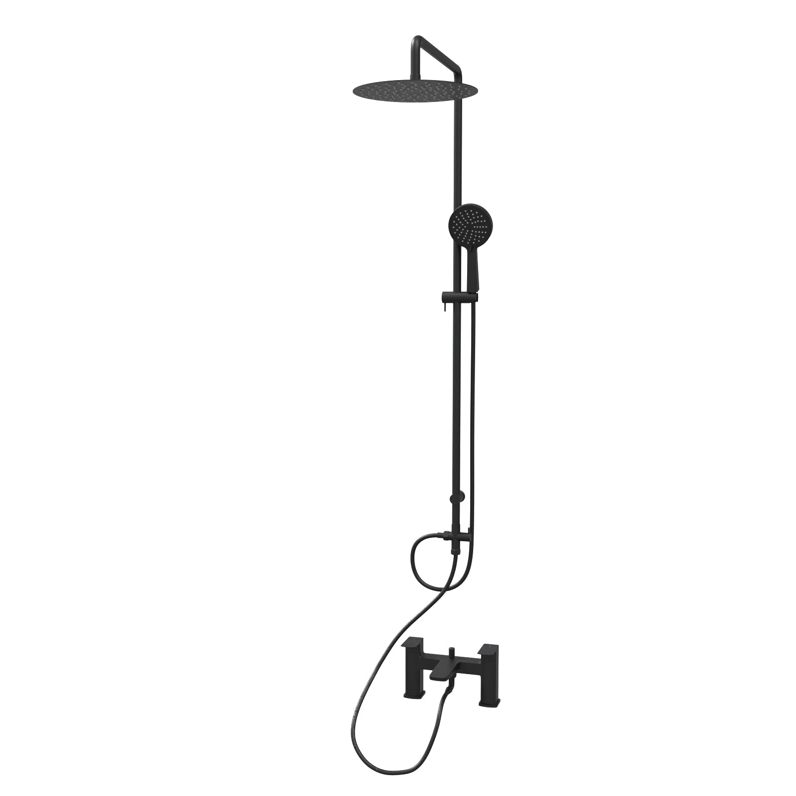 Stamford Round Shower Riser Rail Kit With Bath Mixer & Handset Matte Black