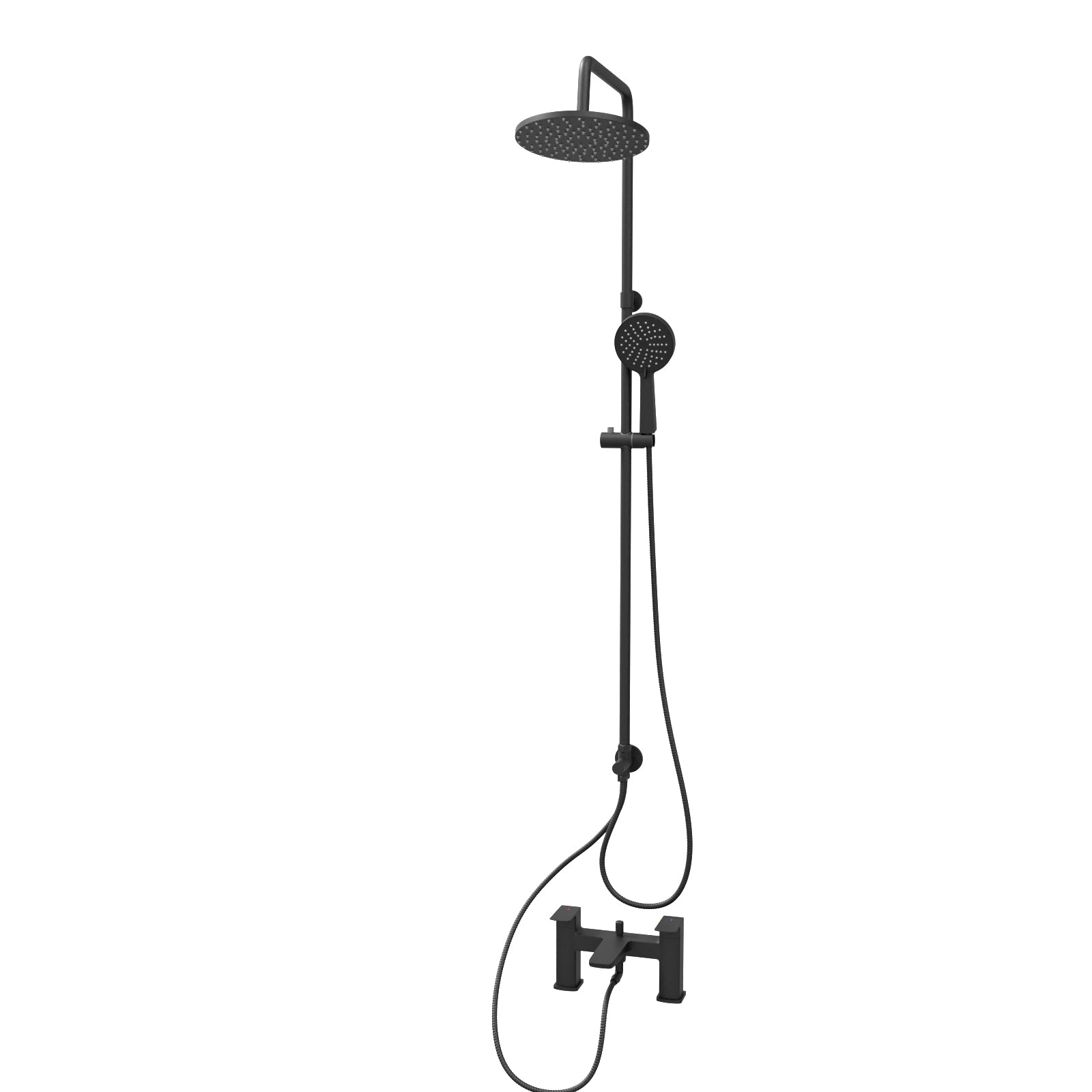 Stamford Round Shower Riser Rail Kit With Bath Mixer & Handset Matte Black
