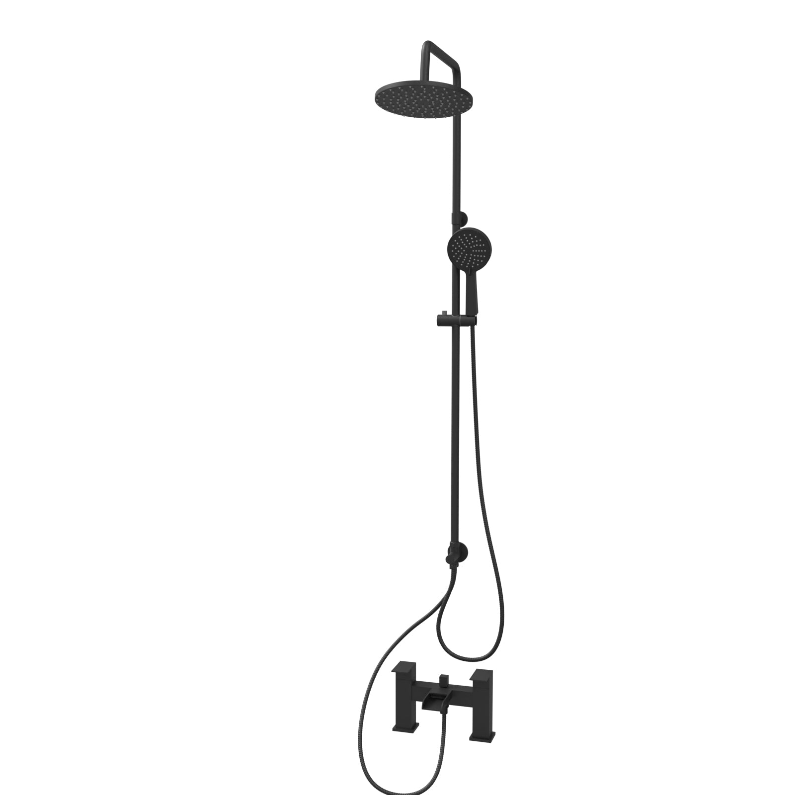 Stamford Round Shower Riser Rail Kit With Waterfall Mixer & Handset Matte Black