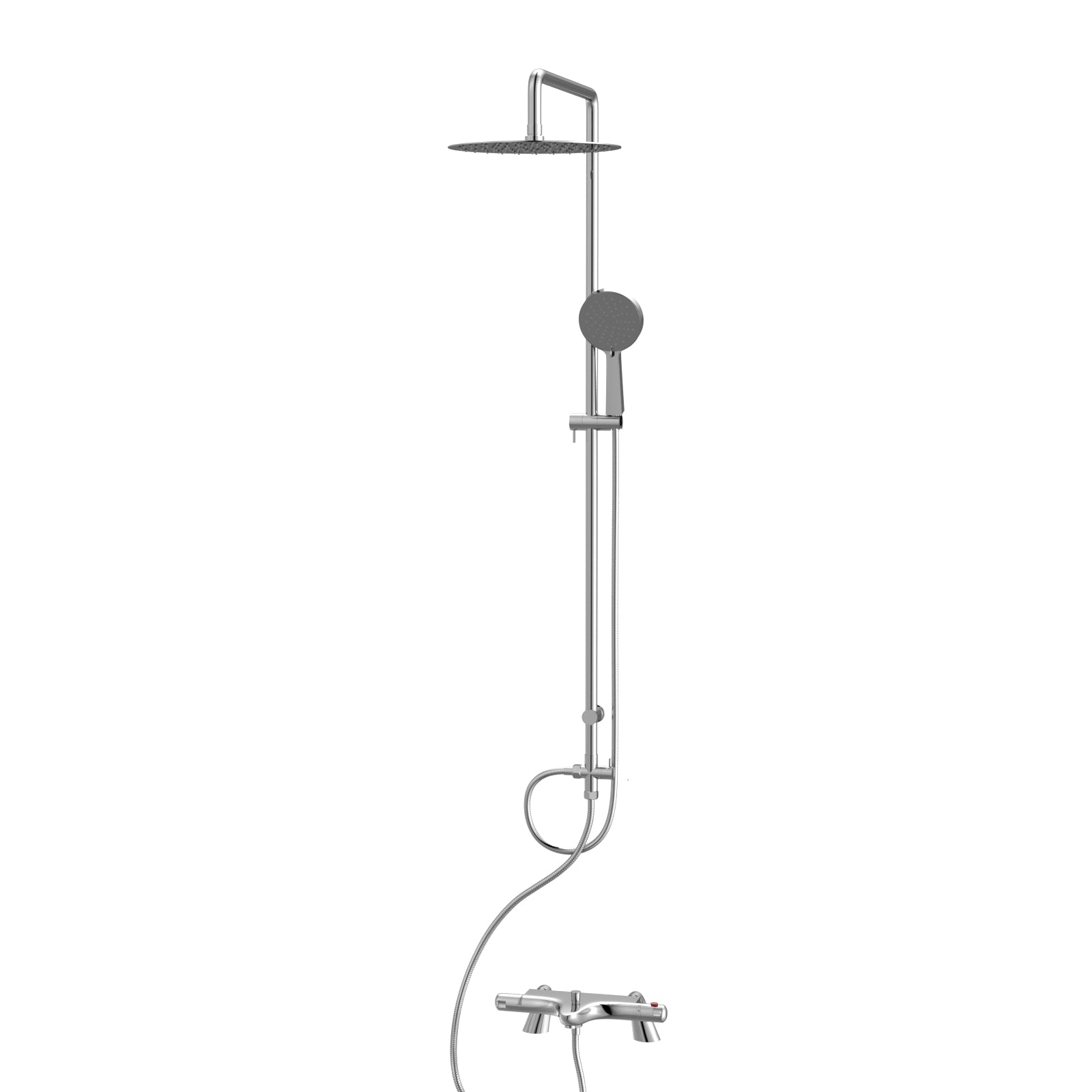 Round Overhead & Hand Shower Thermostatic Mixer & Filler Valve - Chrome