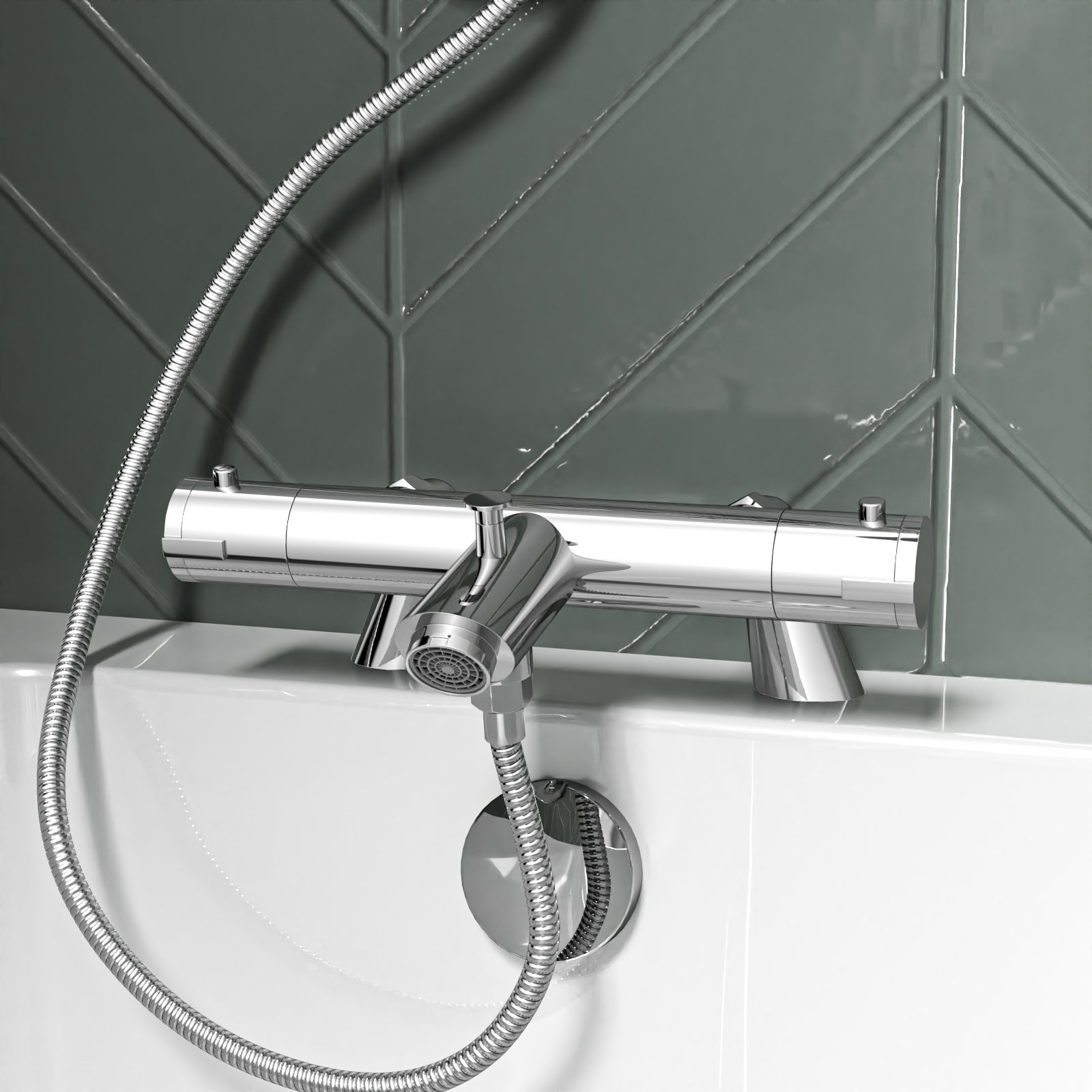 Overhead & Hand Shower Kit, Thermostatic Mixer & Filler Valve - Chrome