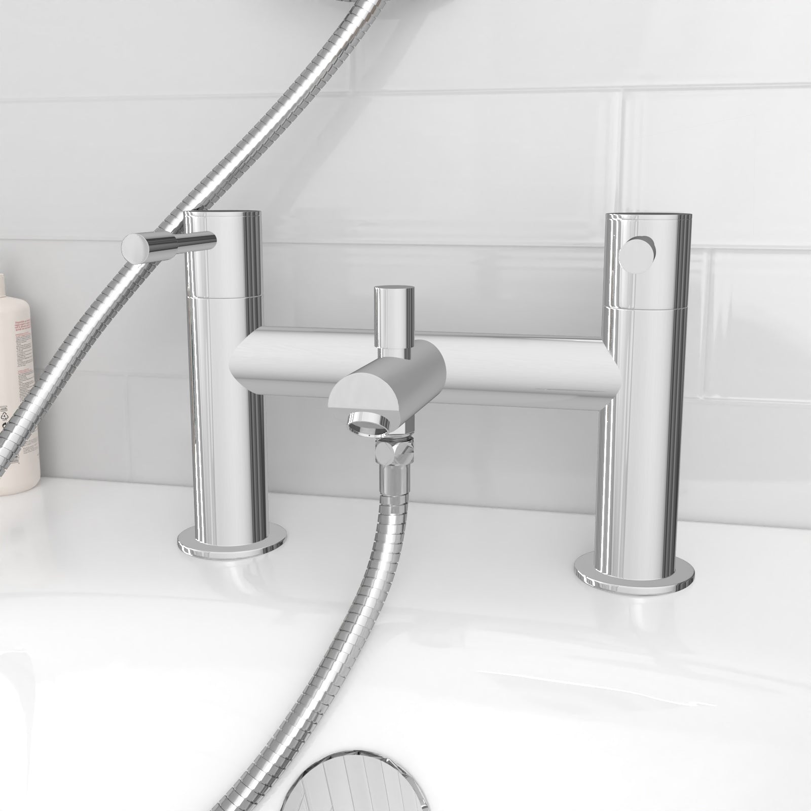 Mickle Round Shower Mixer With Marc Bath Filler Tap, Handset & Riser Rail Kit