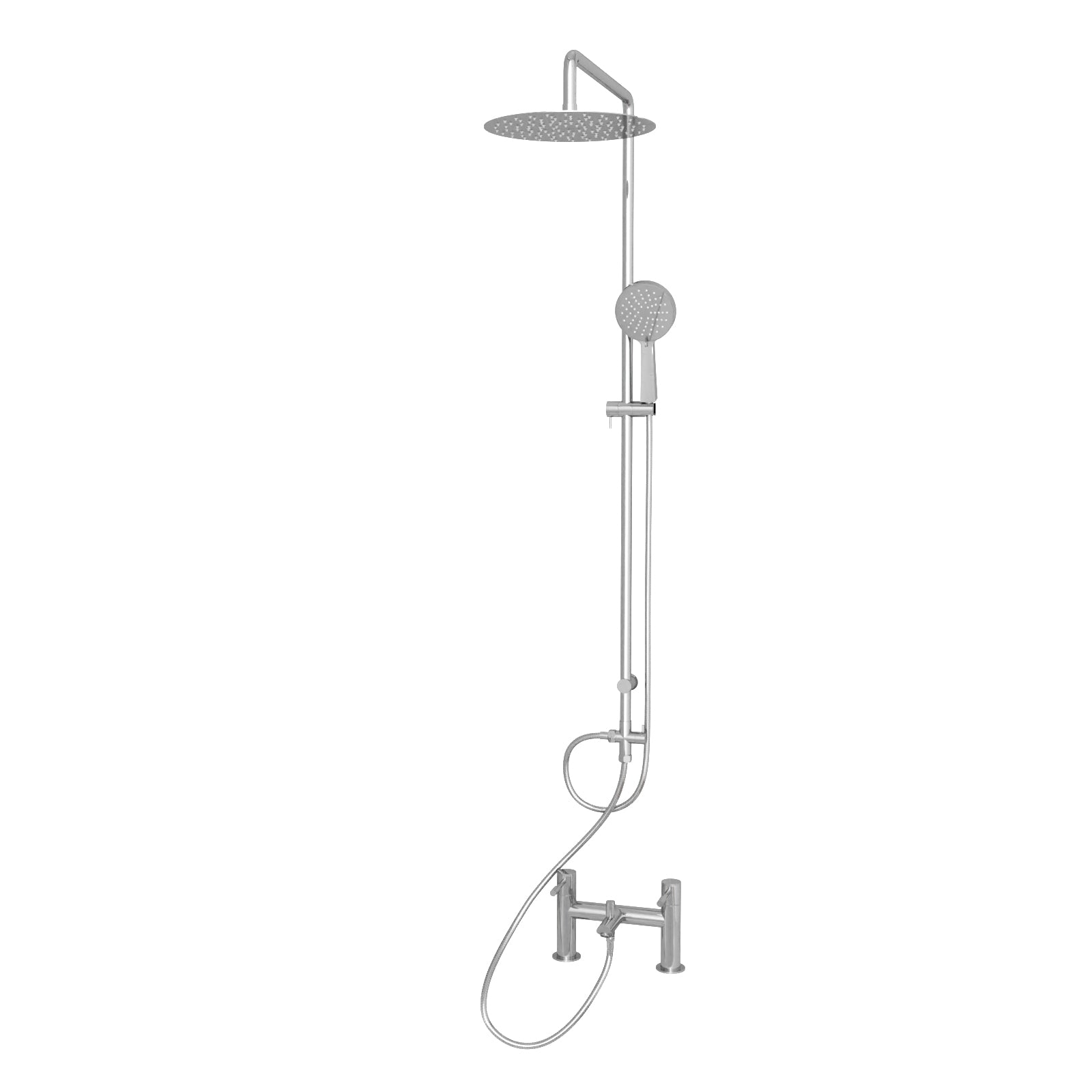 Mickle Round Shower Mixer With Marc Bath Filler Tap, Handset & Riser Rail Kit