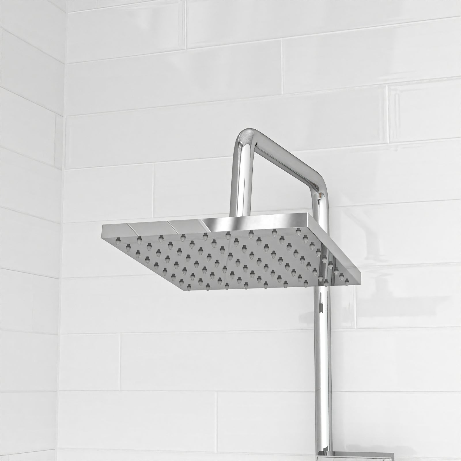 Kinver Modern Exposed Sqaure Shower Mixer Handset & Riser Rail Kit Chrome