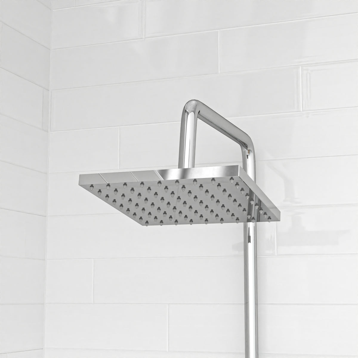 Kinver Modern Exposed Sqaure Shower Mixer Handset & Riser Rail Kit Chrome