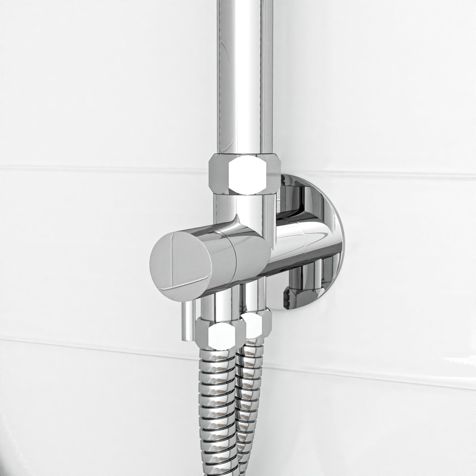 Kinver Modern Exposed Sqaure Shower Mixer Handset & Riser Rail Kit Chrome