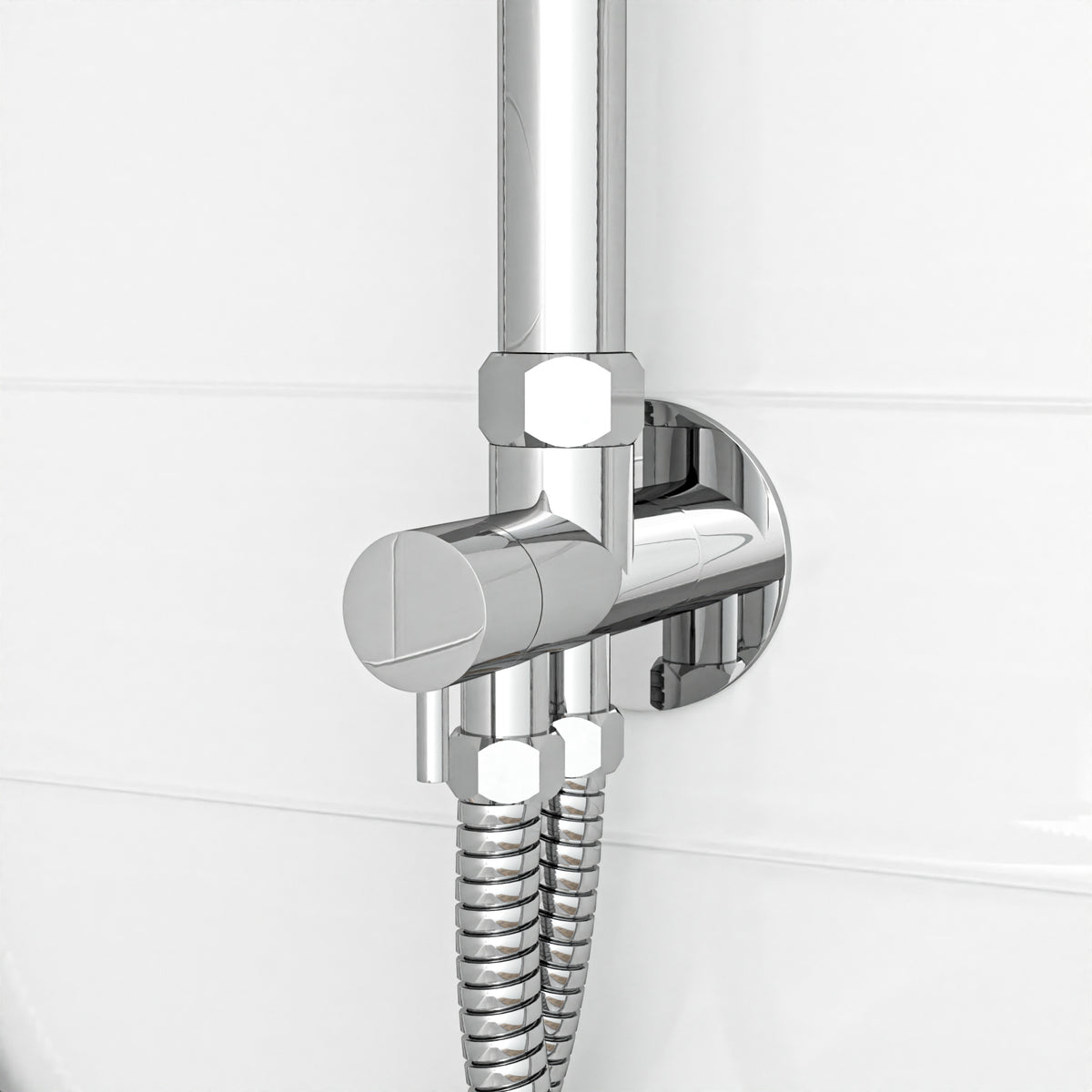 Kinver Modern Exposed Sqaure Shower Mixer Handset & Riser Rail Kit Chrome