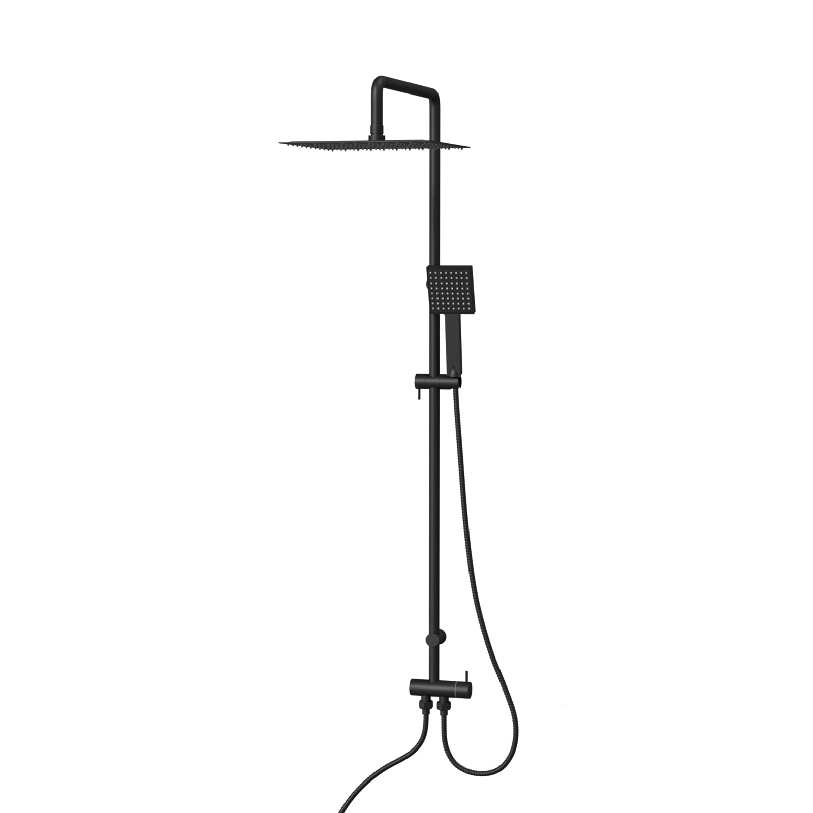 Kinver Modern Exposed Square Shower Mixer Handset & Riser Rail Kit Matte Black