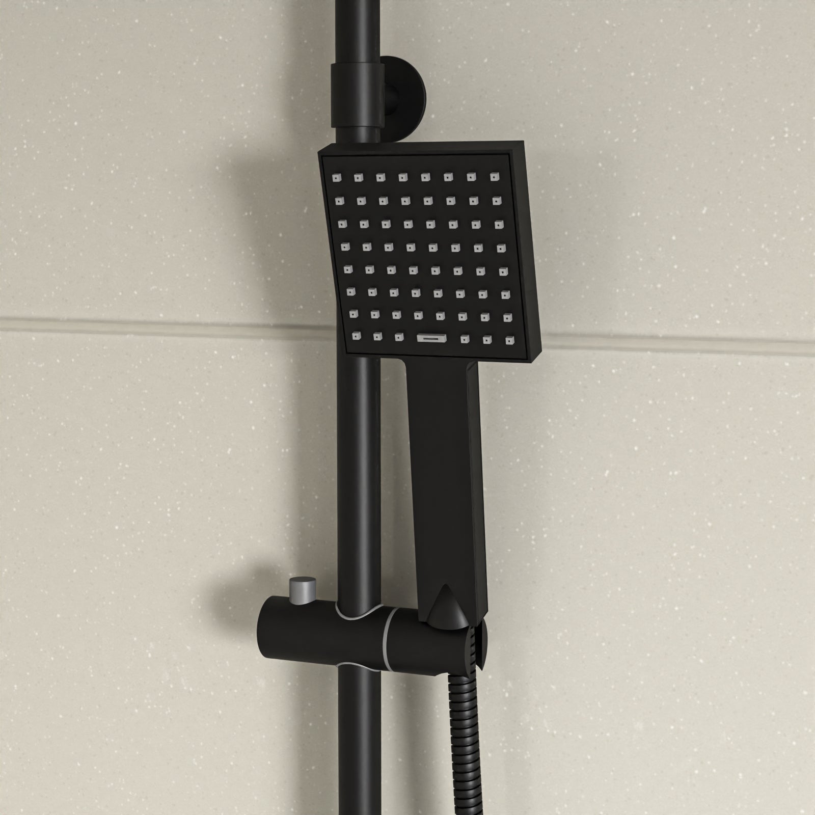Knighton Square Shower Mixer With Eclipse Bath Tap, Handset & Riser Rail Kit Matte Black