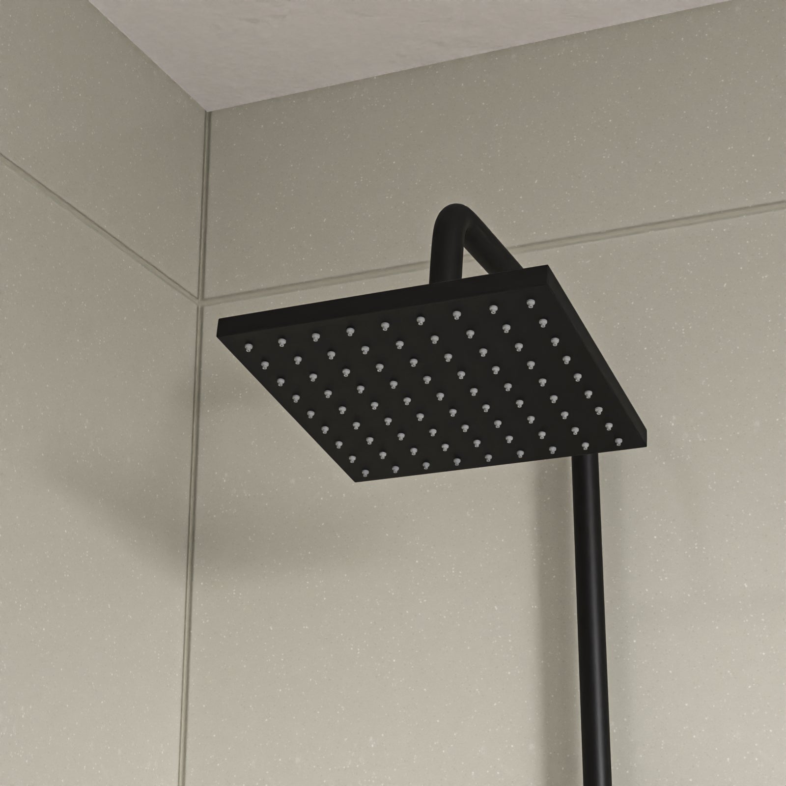 Knighton Square Shower Mixer With Eclipse Bath Tap, Handset & Riser Rail Kit Matte Black