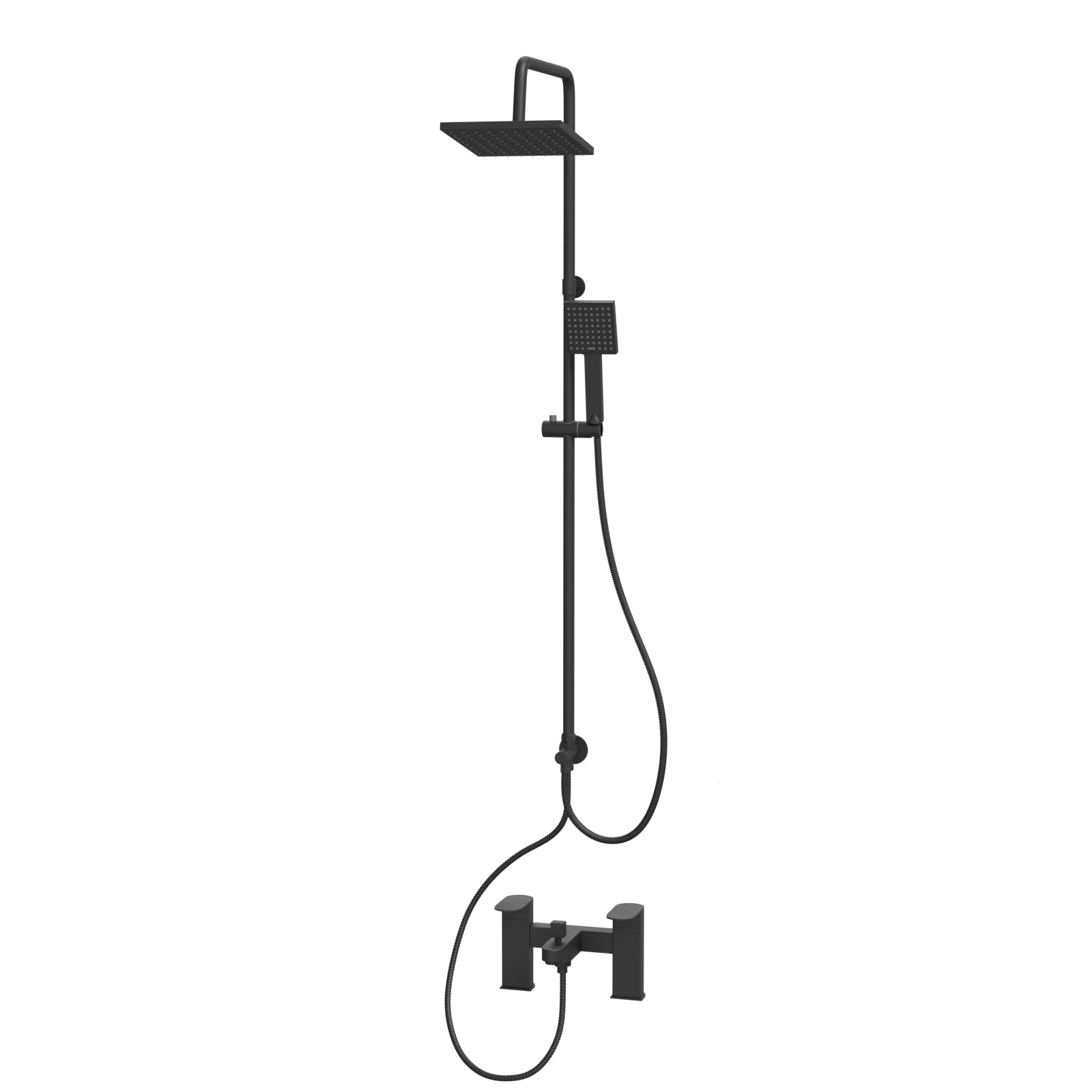 Knighton Square Shower Mixer With Eclipse Bath Tap, Handset & Riser Rail Kit Matte Black