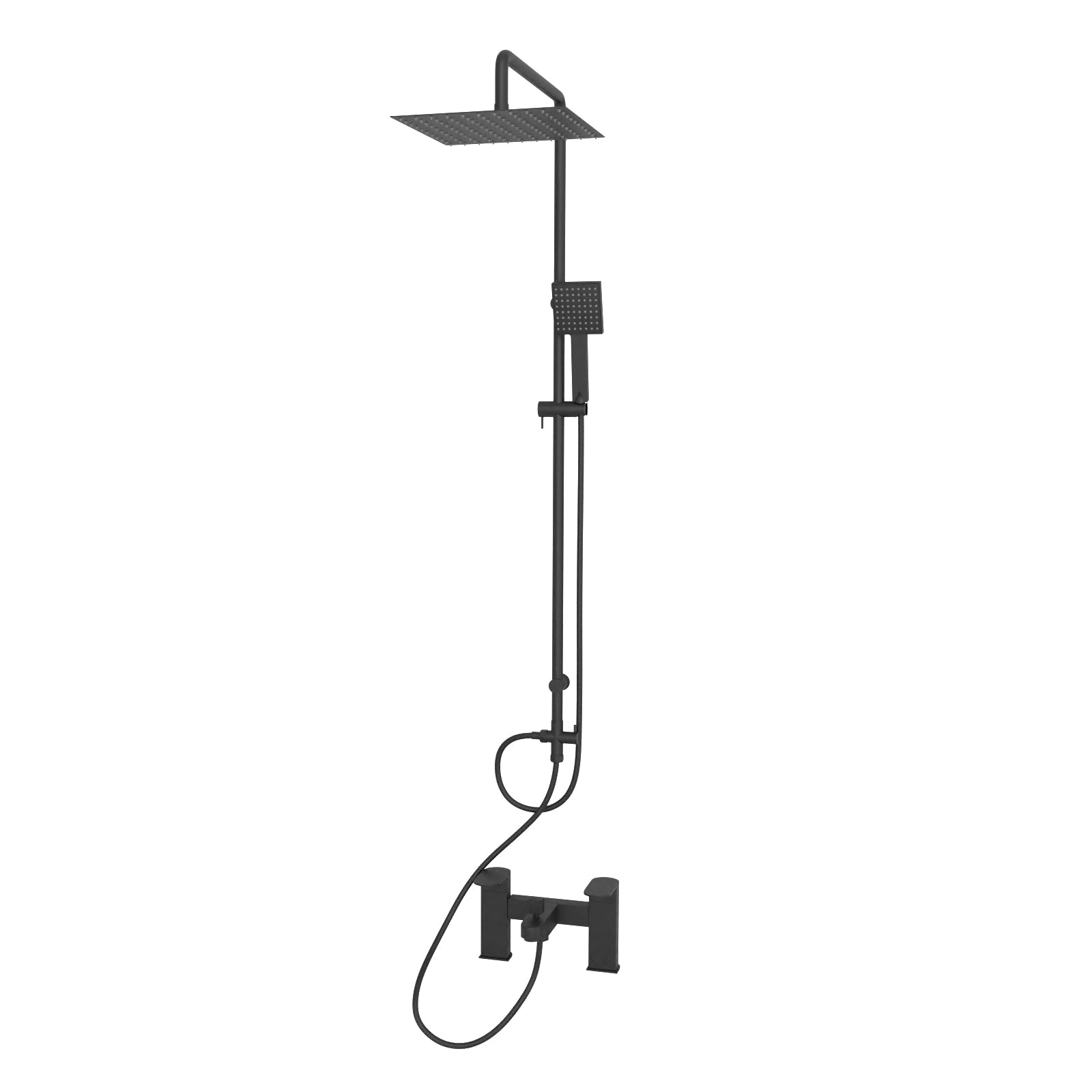 Knighton Square Shower Mixer With Eclipse Bath Tap, Handset & Riser Rail Kit Matte Black