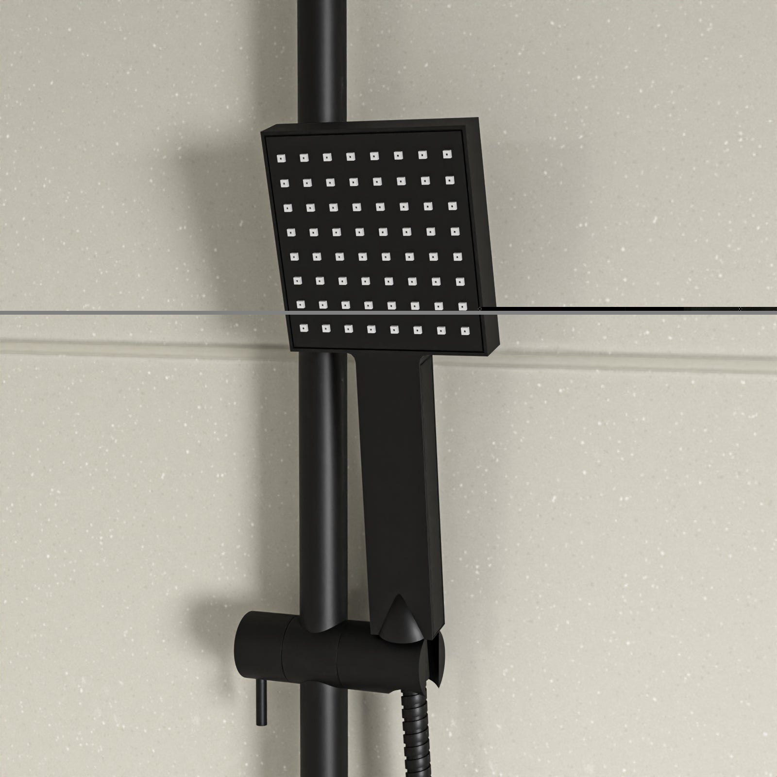 Croxton Square Shower & Vago Bath Mixer Tap, Handset & Riser Rail Kit Matte Black