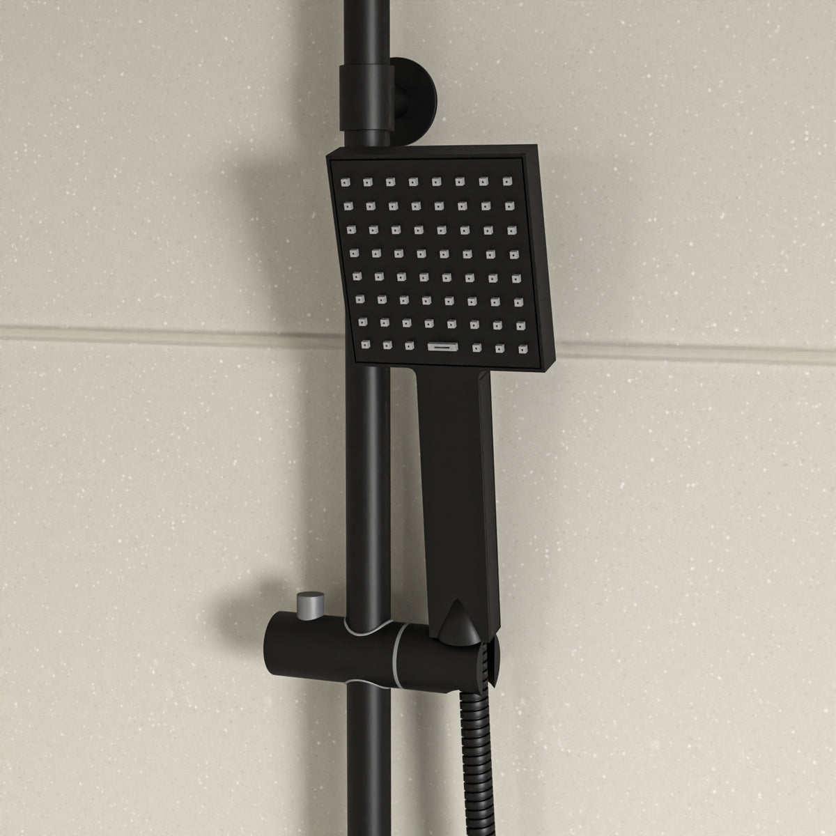 Croxton Square Shower & Vago Bath Mixer Tap, Handset & Riser Rail Kit Matte Black