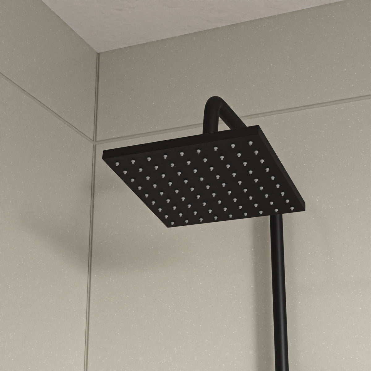 Croxton Square Shower & Vago Bath Mixer Tap, Handset & Riser Rail Kit Matte Black