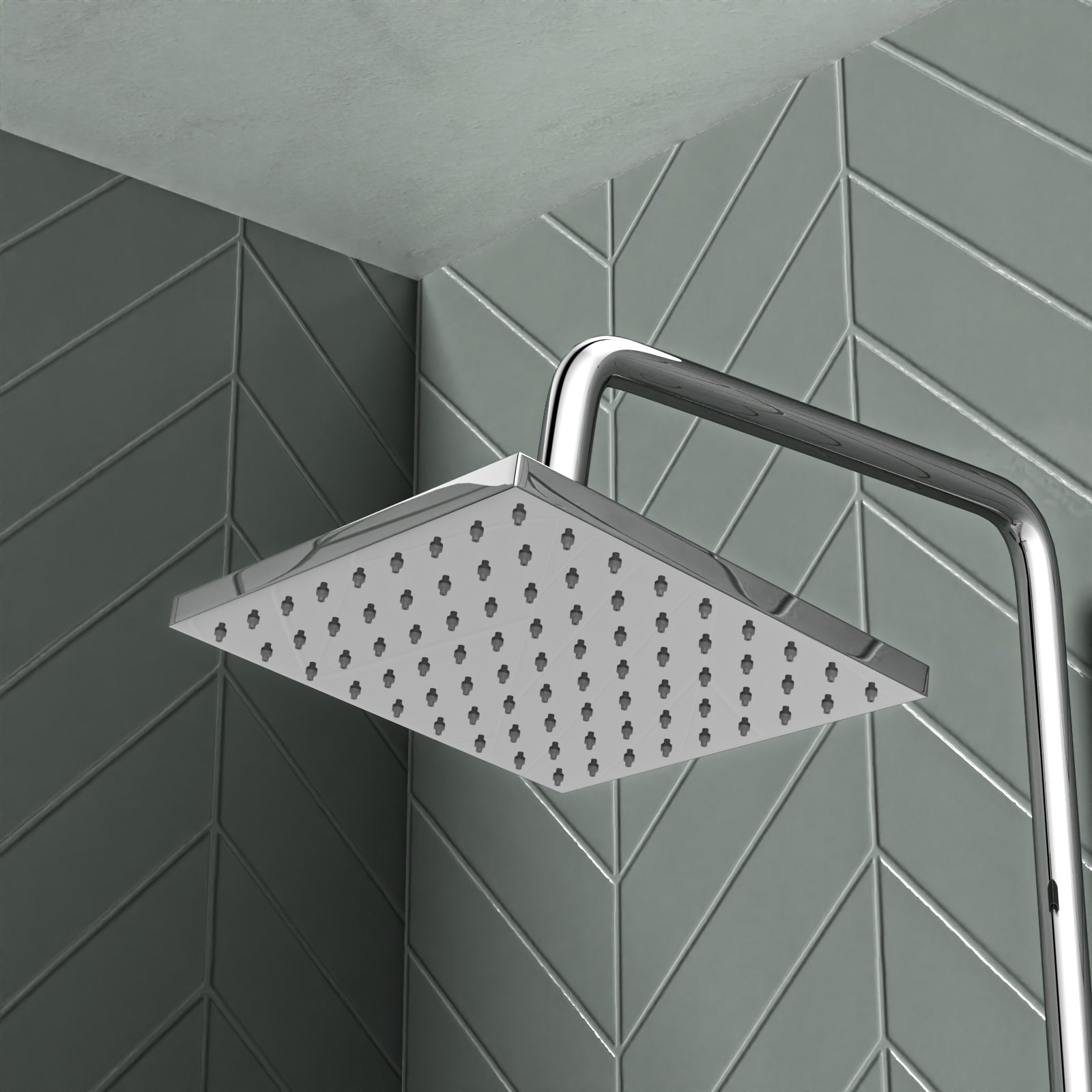 Square Overhead & Hand Shower Thermostatic Valve Single Outlet - Chrome