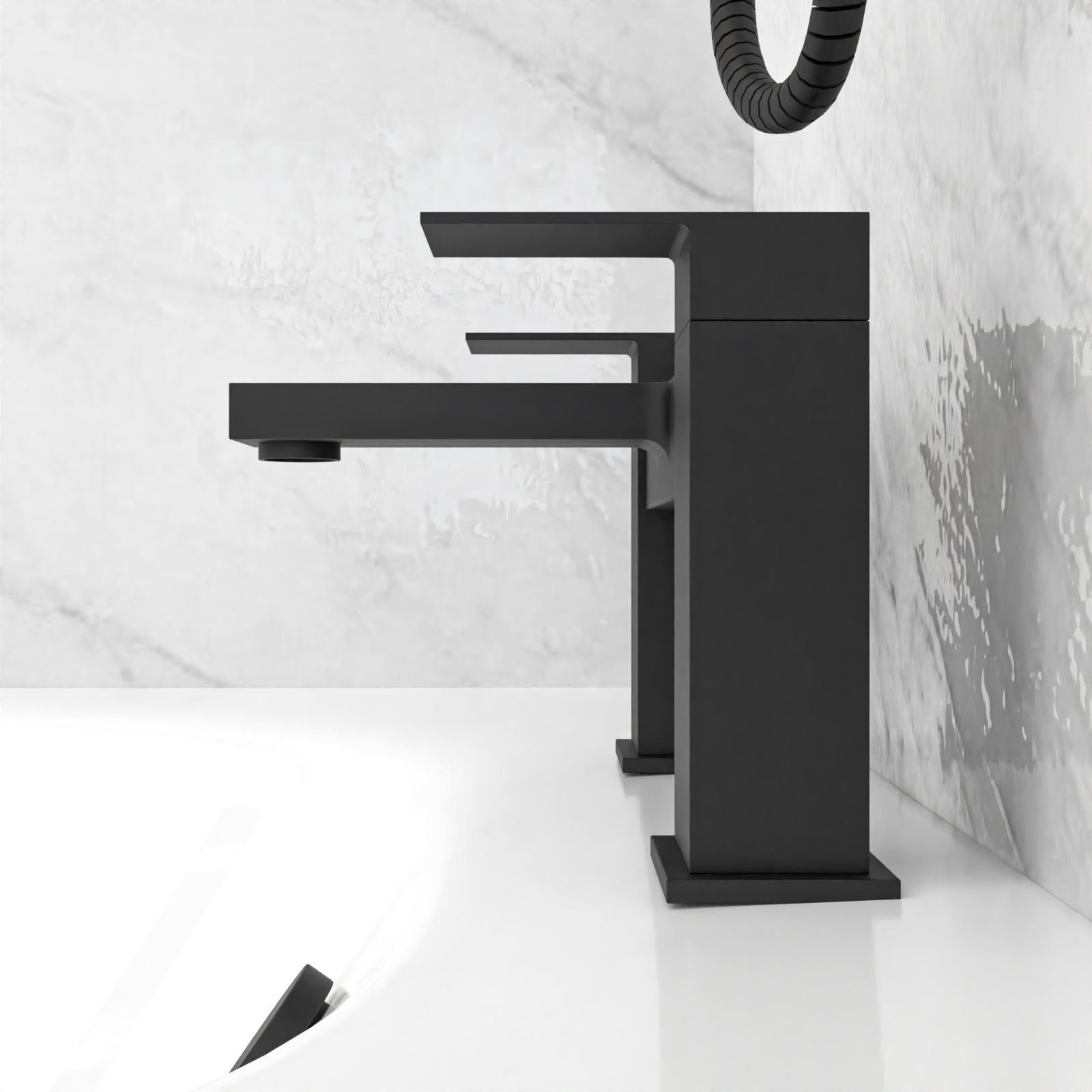 Lima Modern Deck Mounted Matte Black Square Bridge Bath Filler Mixer Tap