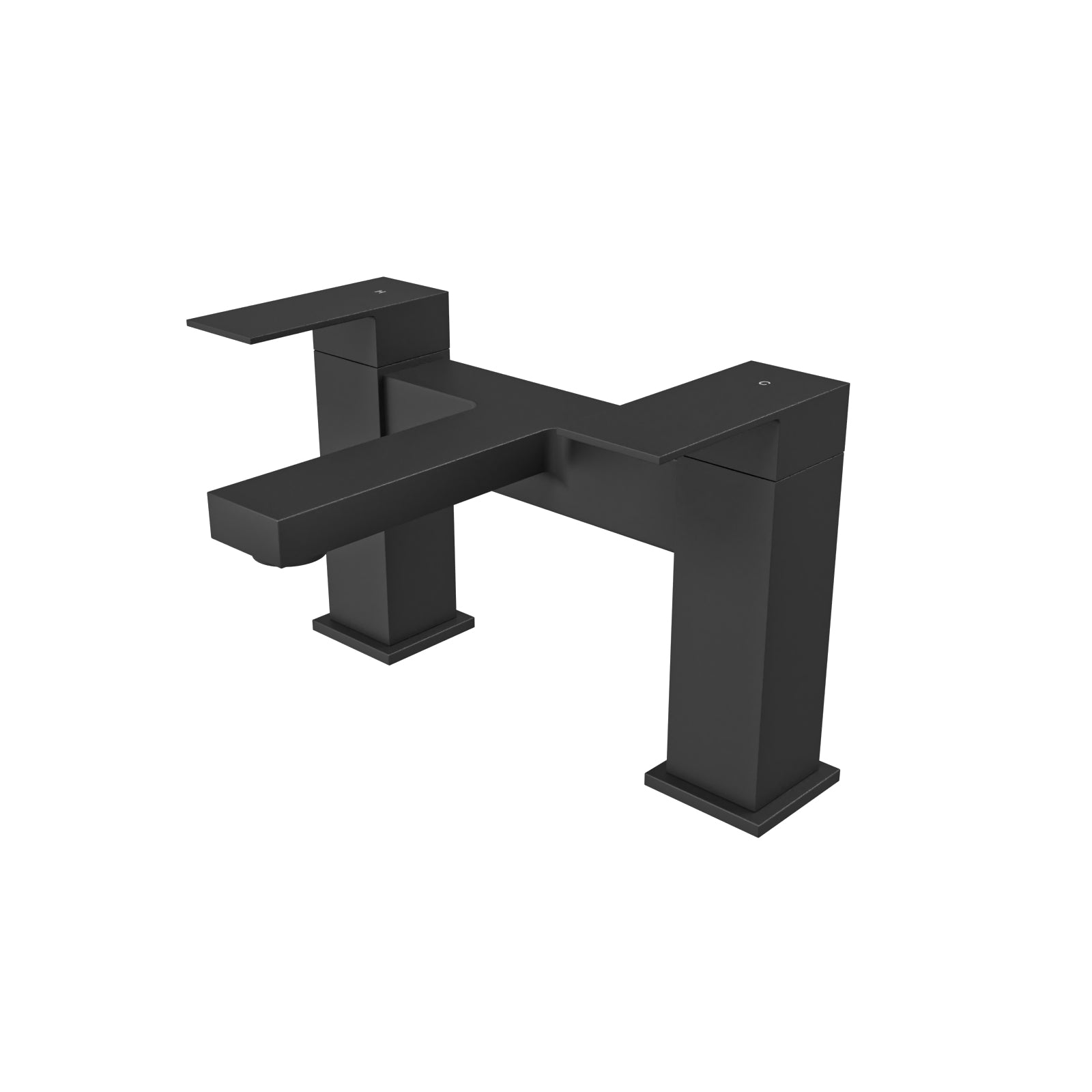 Lima Modern Deck Mounted Matte Black Square Bridge Bath Filler Mixer Tap