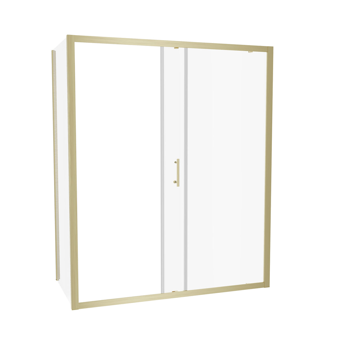 Shower 1500 x 1850mm Slider Door With 760 x 1850mm Side Panel - Brushed Brass