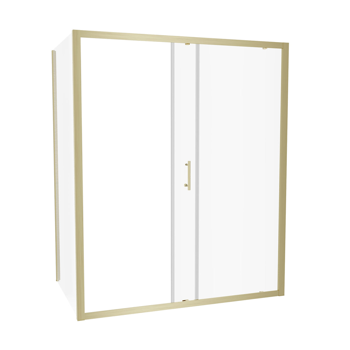 Shower 1300 x 1850mm Slider Door With 1000 x 1850mm Side Panel - Brushed Brass