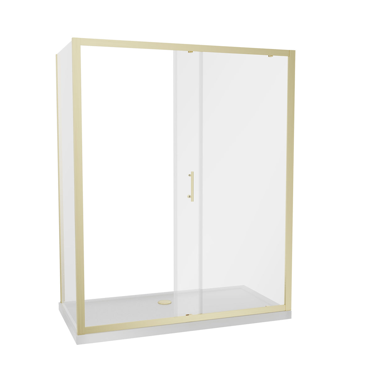 Shower 1400 x 1850mm Slider Door With 760mm Side Panel & Tray - Brushed Brass