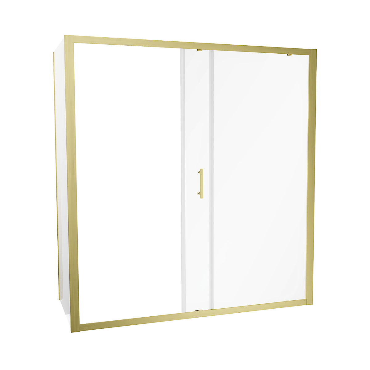 Shower 1600 x 1850mm Slider Door With 760 x 1850mm Side Panel - Brushed Brass