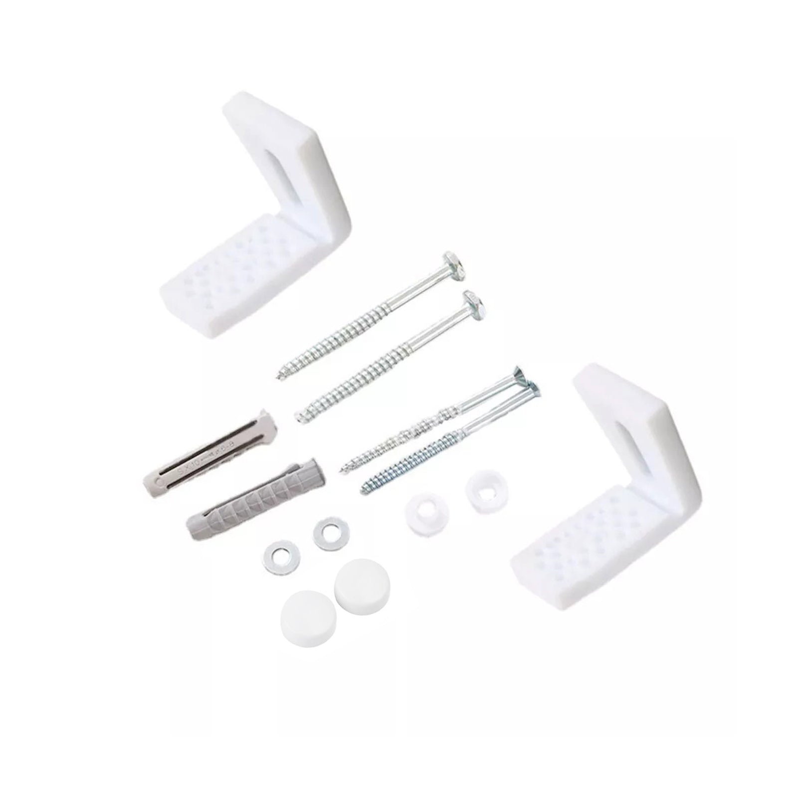 White Cap Angled WC Toilet Bidet Side Fixing Fitting Kit With Brackets