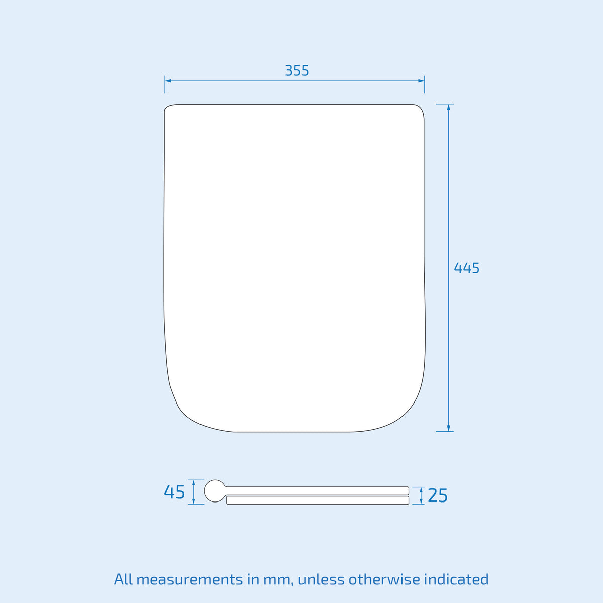 Soft Close Square Shape Toilet Seat Cover - Slim Design