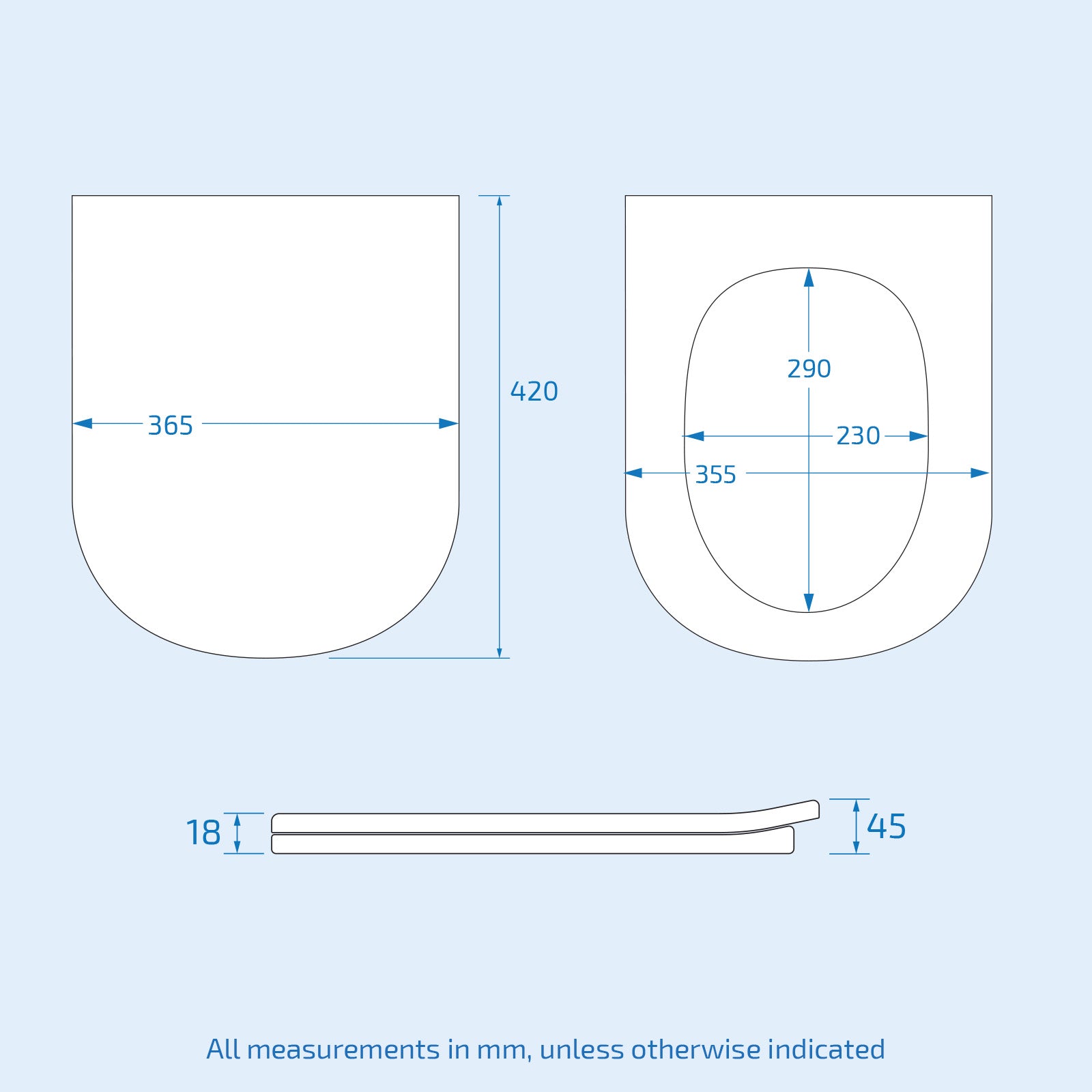 Round D Shape Soft Close Toilet Seat and Seat Cover White