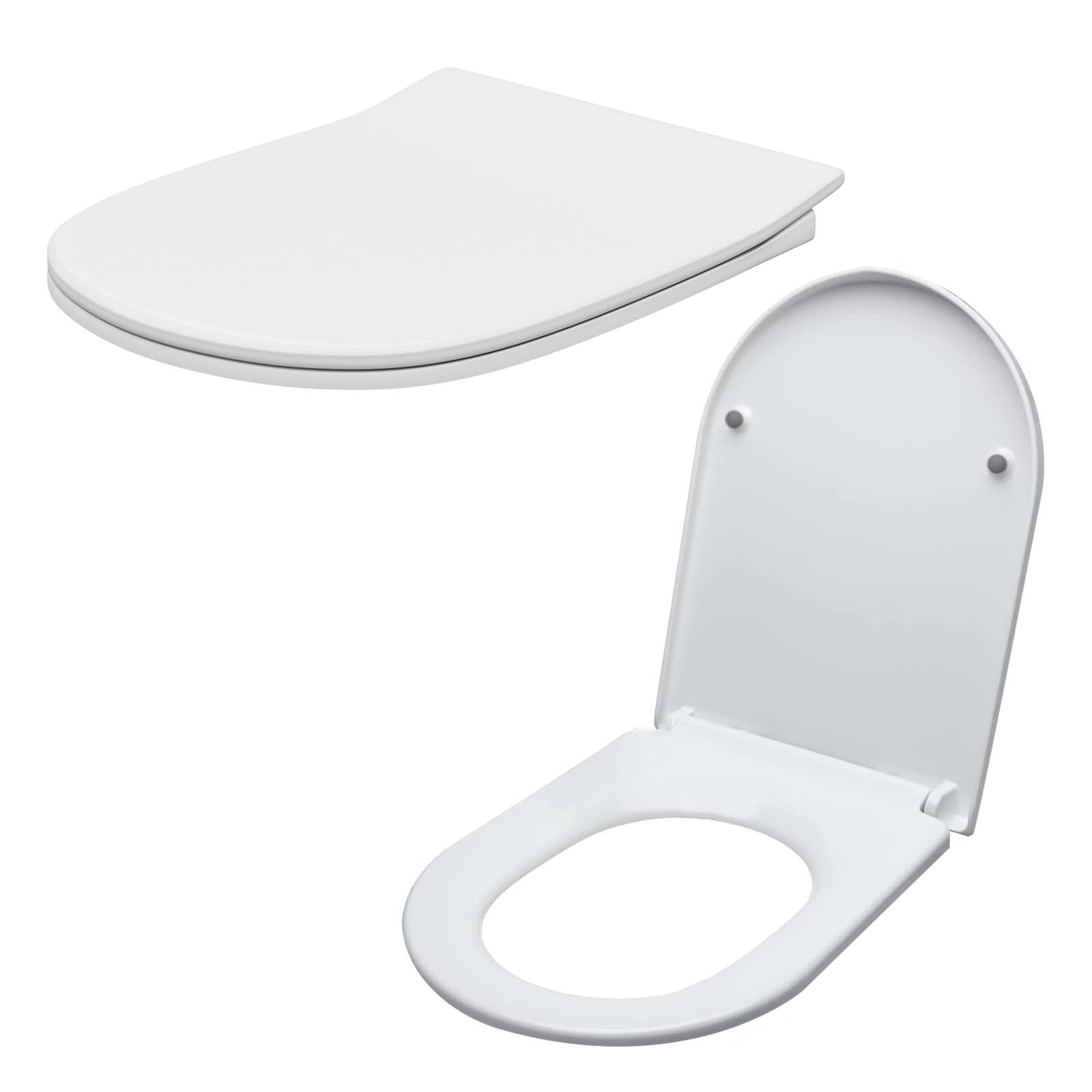 Round D Shape Soft Close Toilet Seat and Seat Cover White
