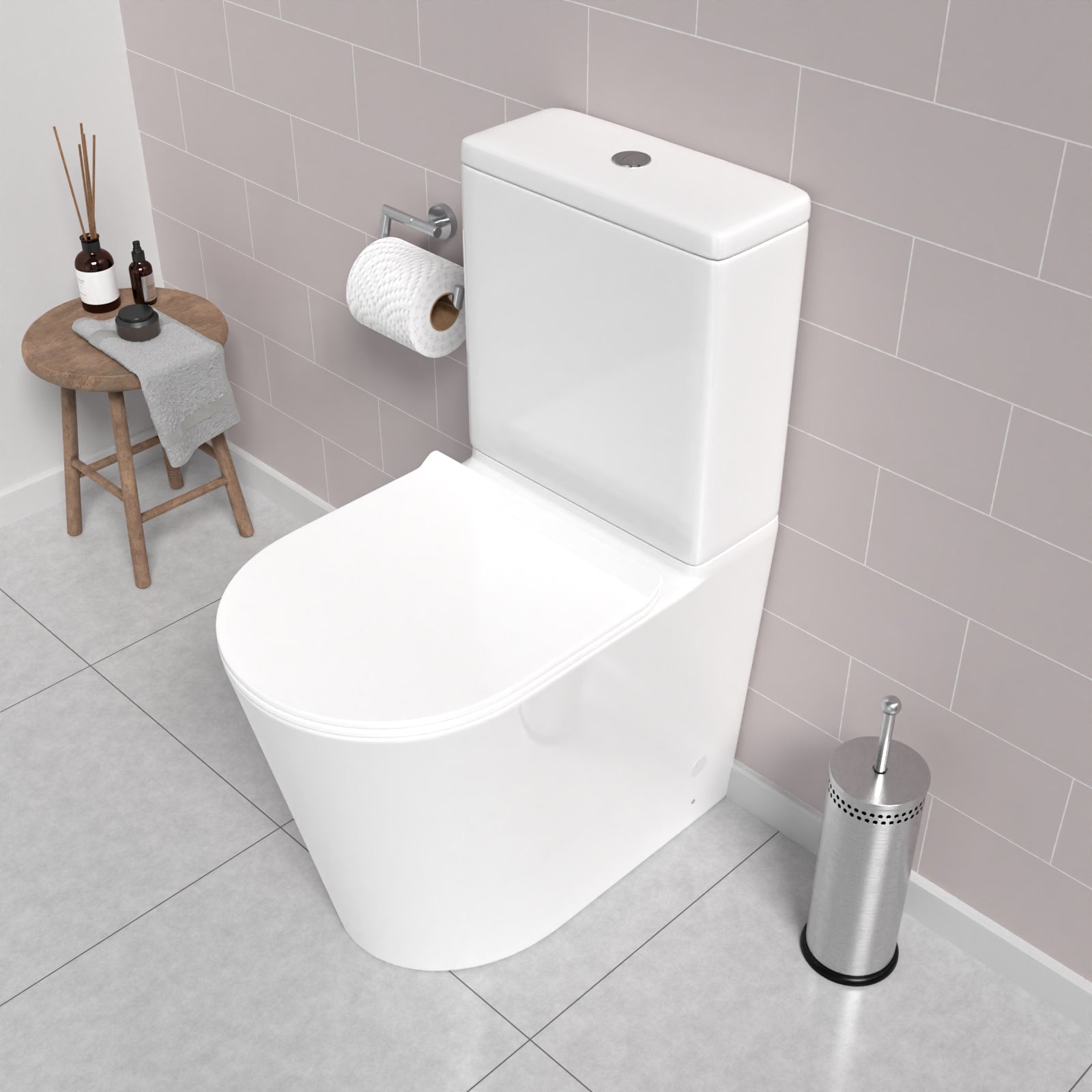 Groby Rimless Comfort Height Close Coupled Toilet With Seat & Cistern