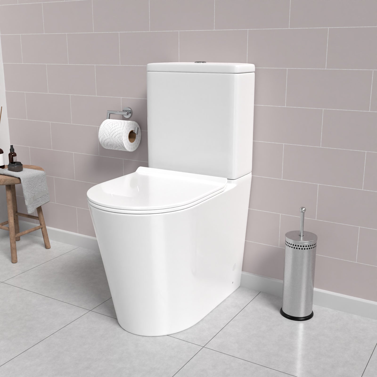 Groby Rimless Comfort Height Close Coupled Toilet With Seat & Cistern