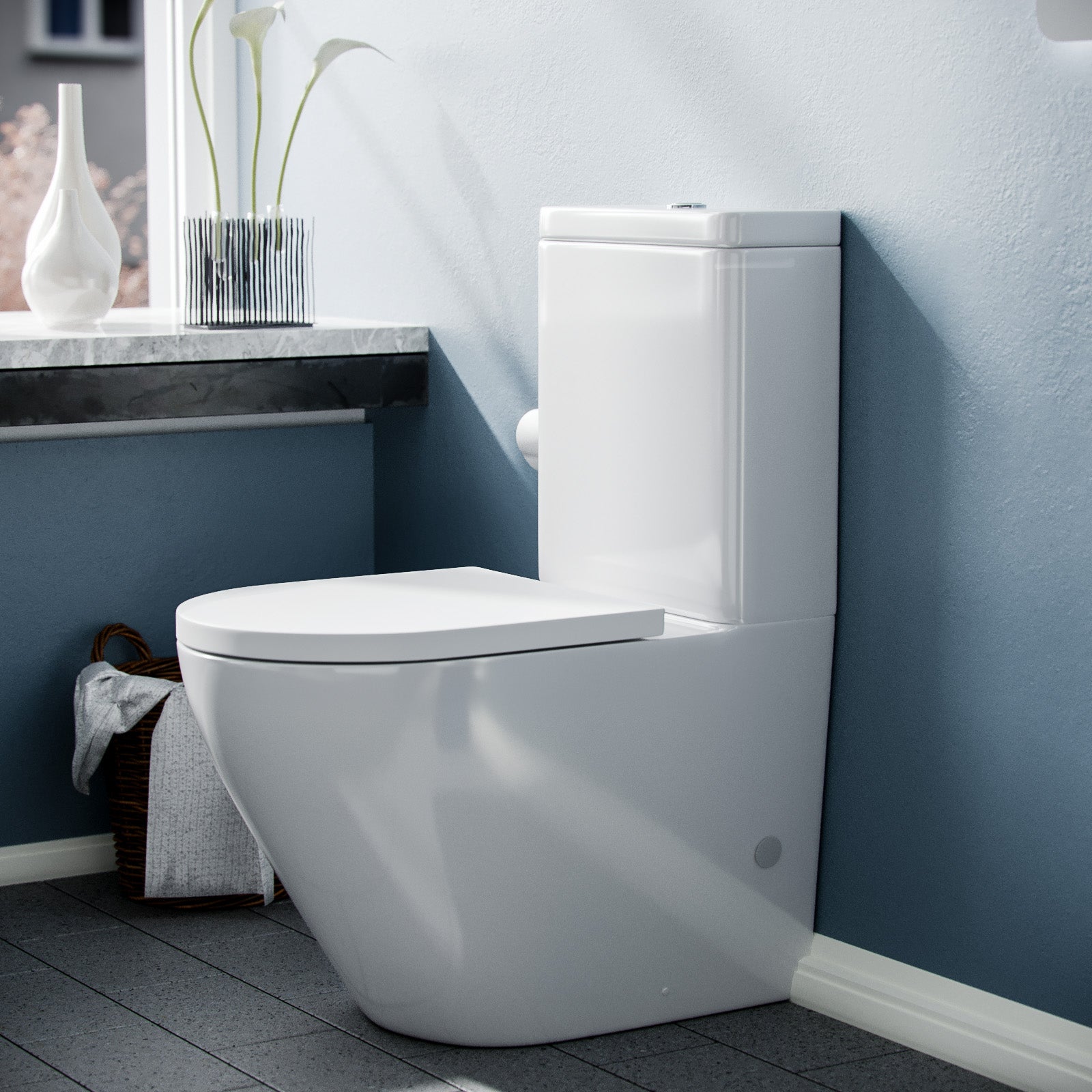 Belmont Modern Close Coupled WC Toilet & Soft Close Seat