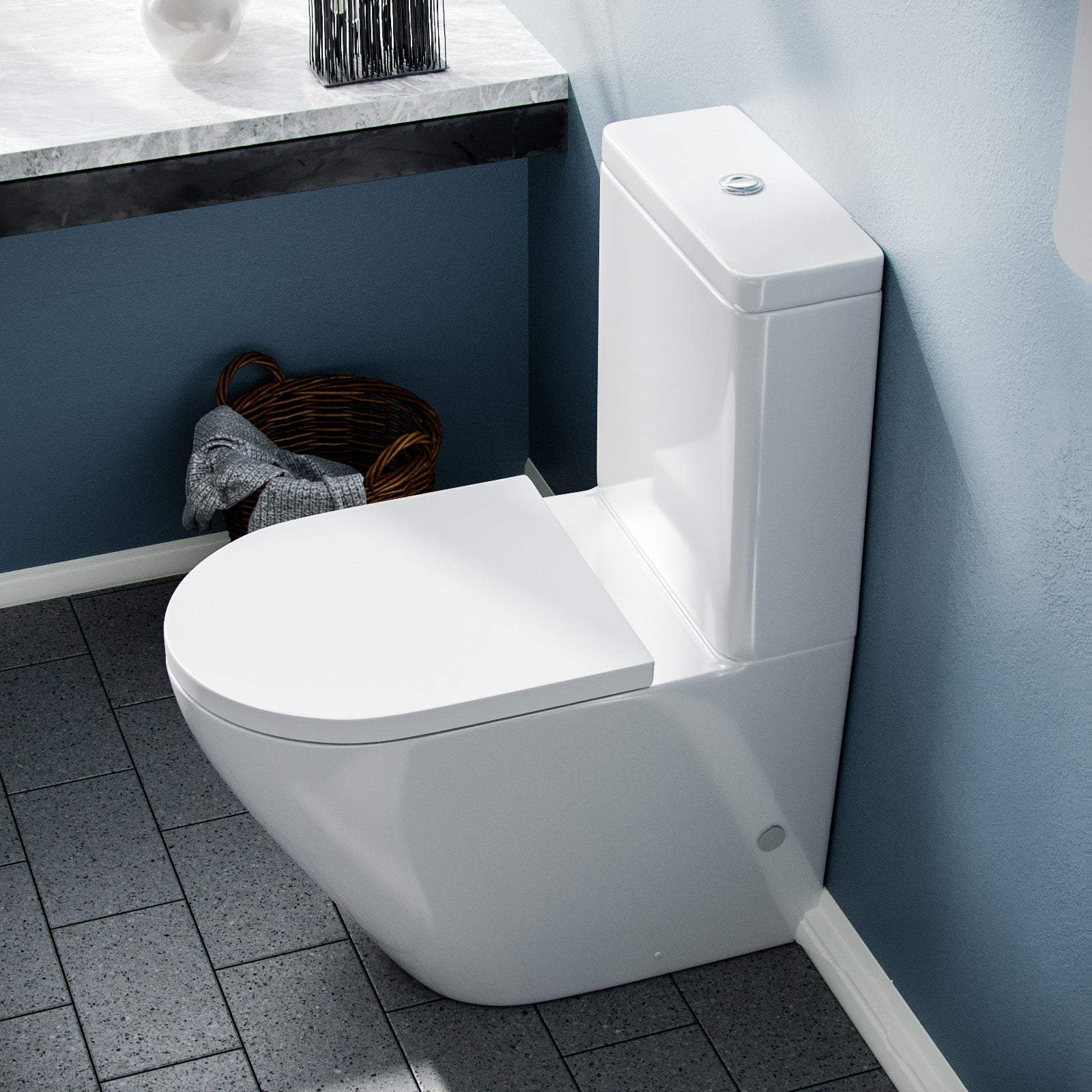 Belmont Modern Close Coupled WC Toilet & Soft Close Seat