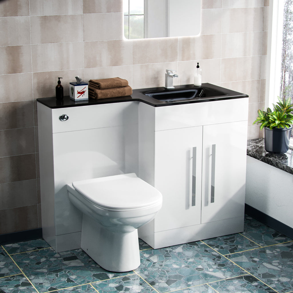 Wc Full Unit Aric 1100mm Vanity Basin Unit, WC Unit & Elso Back to Wall Toilet Whit