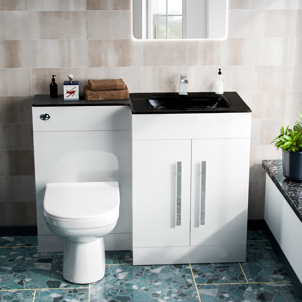 Wc Full Unit Aric 1100mm Vanity Basin Unit, WC Unit & Elso Back to Wall Toilet Whit