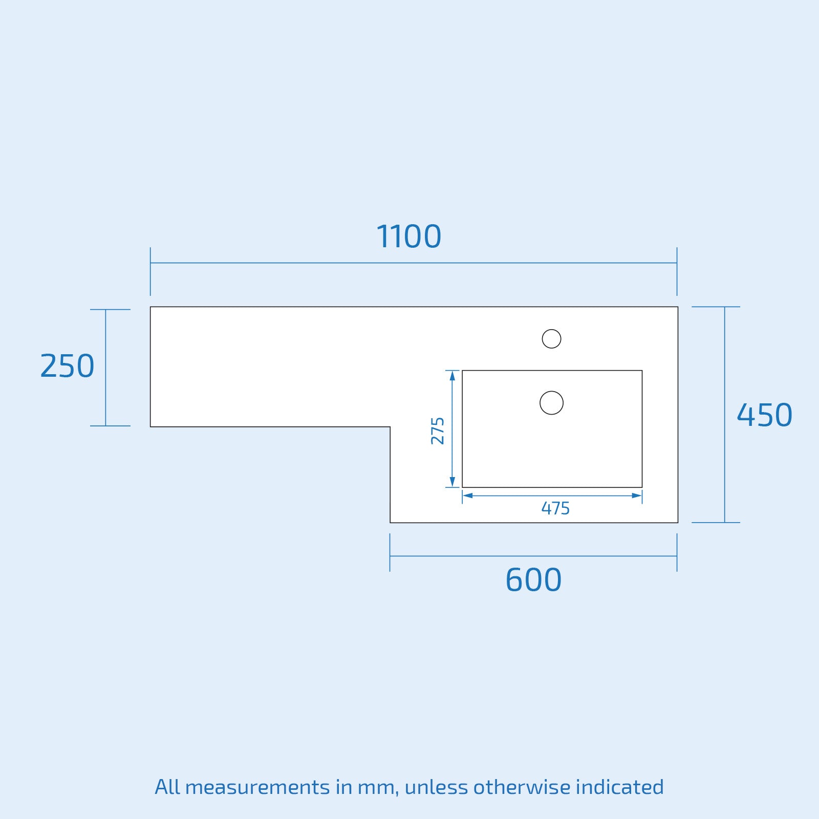 Aric White Gloss Vanity Unit Basin Sink Furniture Cabinet 1100mm