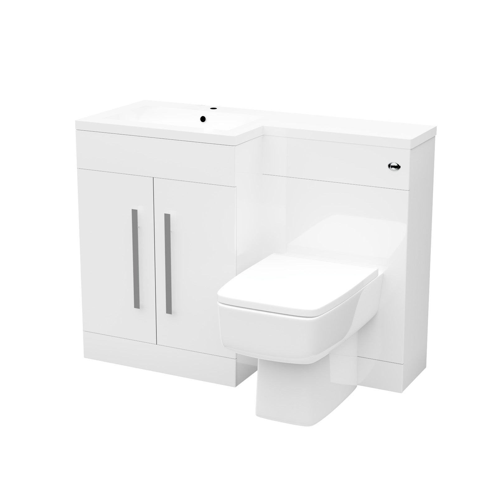 Aric 1100mm Freestanding White Basin Vanity Unit with WC Unit & BTW Toilet