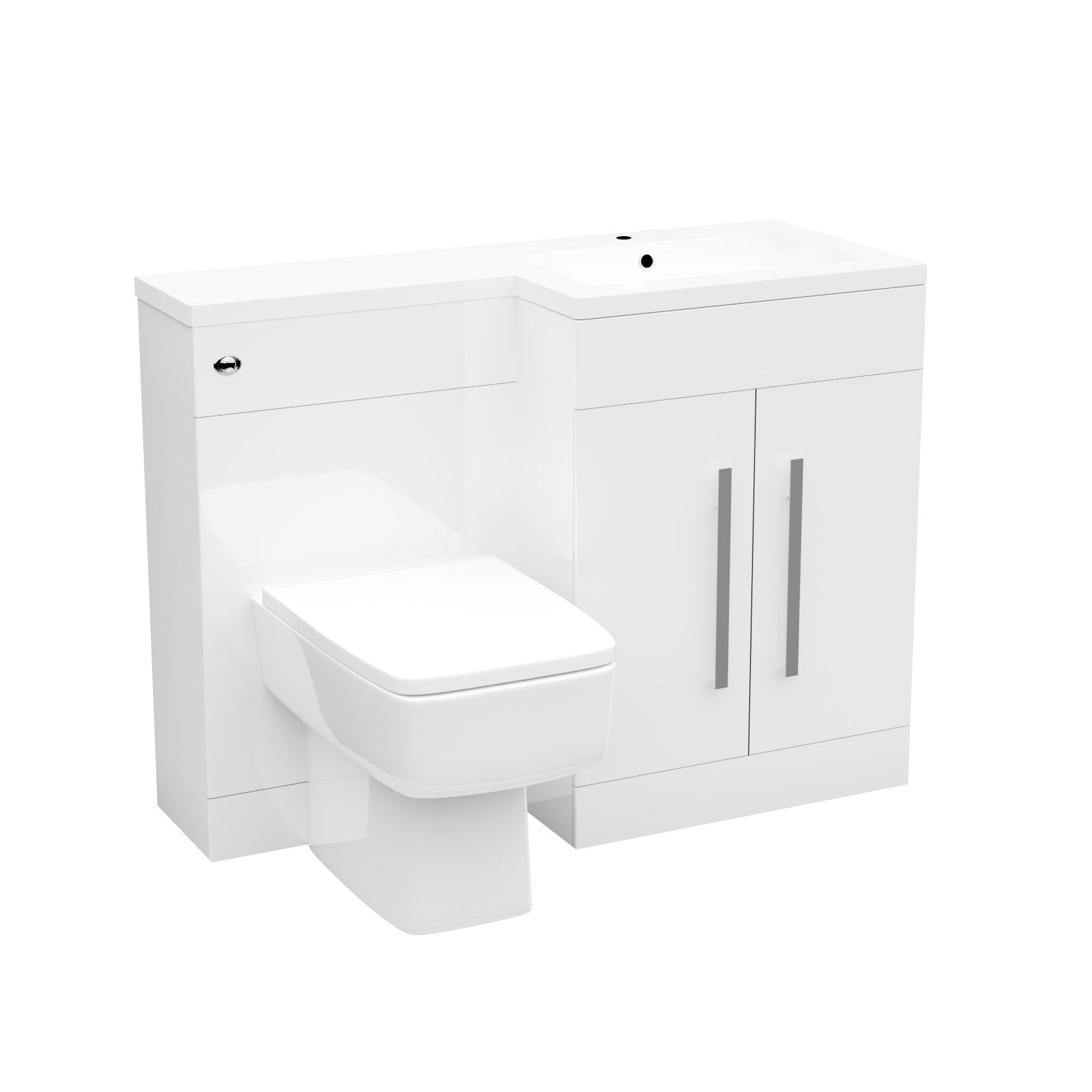 Aric 1100mm Freestanding White Basin Vanity Unit with WC Unit & BTW Toilet