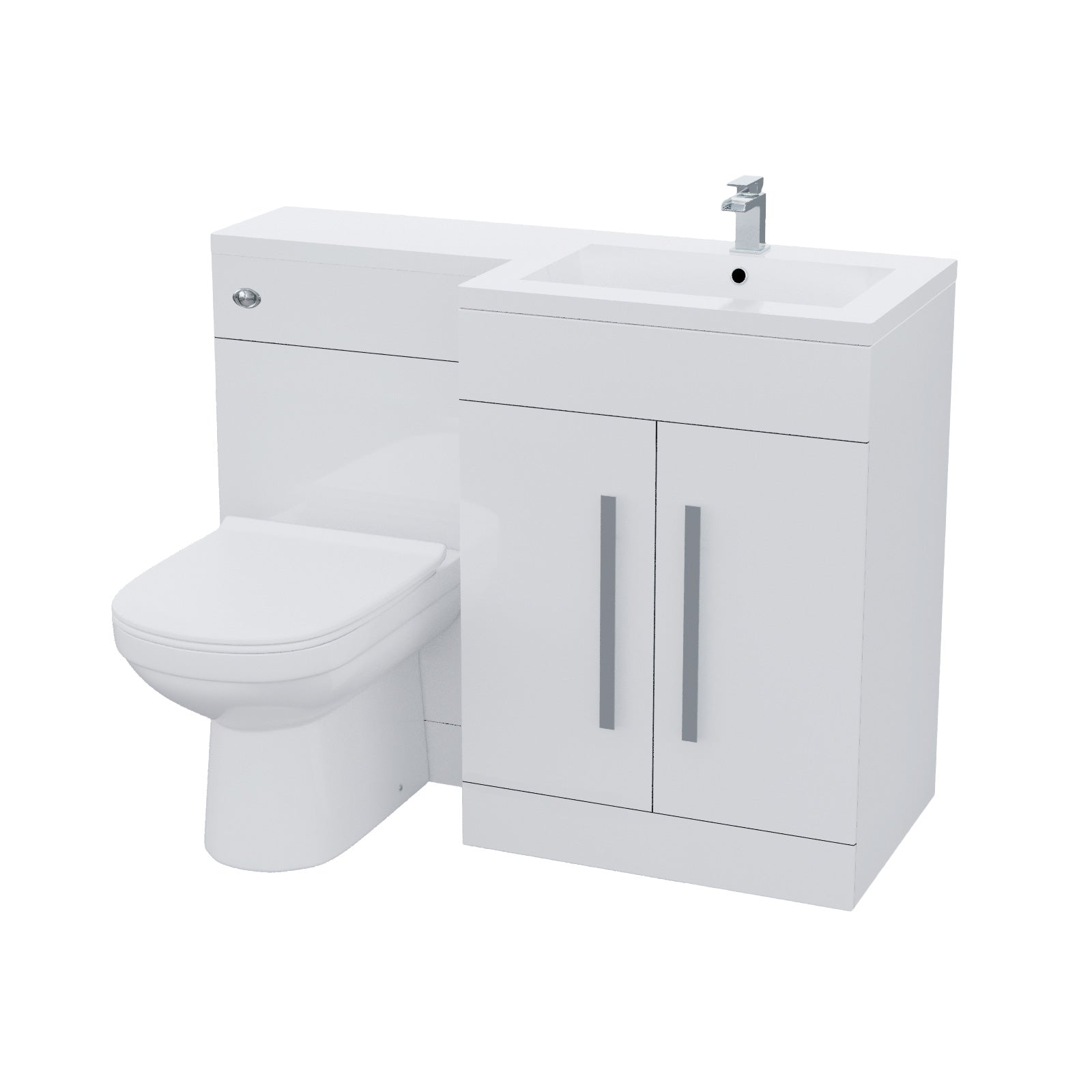 Aric 1100mm Vanity Basin Unit, WC Unit & Debra Back To Wall Toilet White